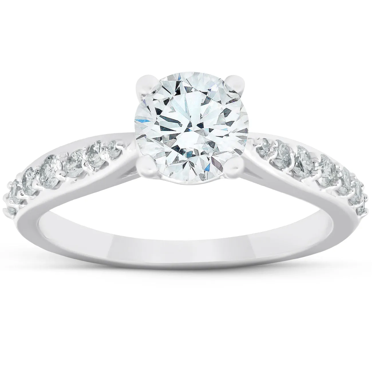 1 1/2 Ct Diamond Diamond Classic Engagement Ring 14k White Gold