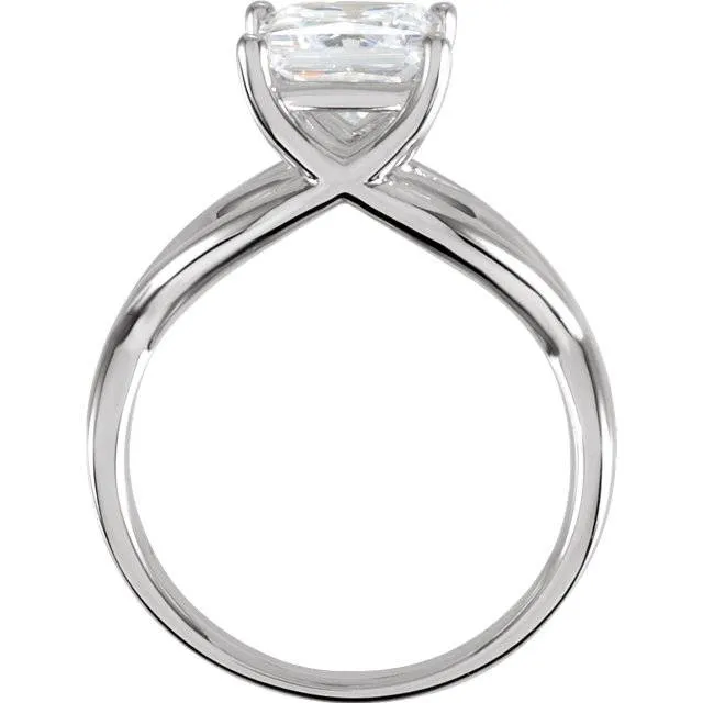 1 Carat Princess Cut Enhanced Diamond Solitaire Engagement Ring 14K White Gold