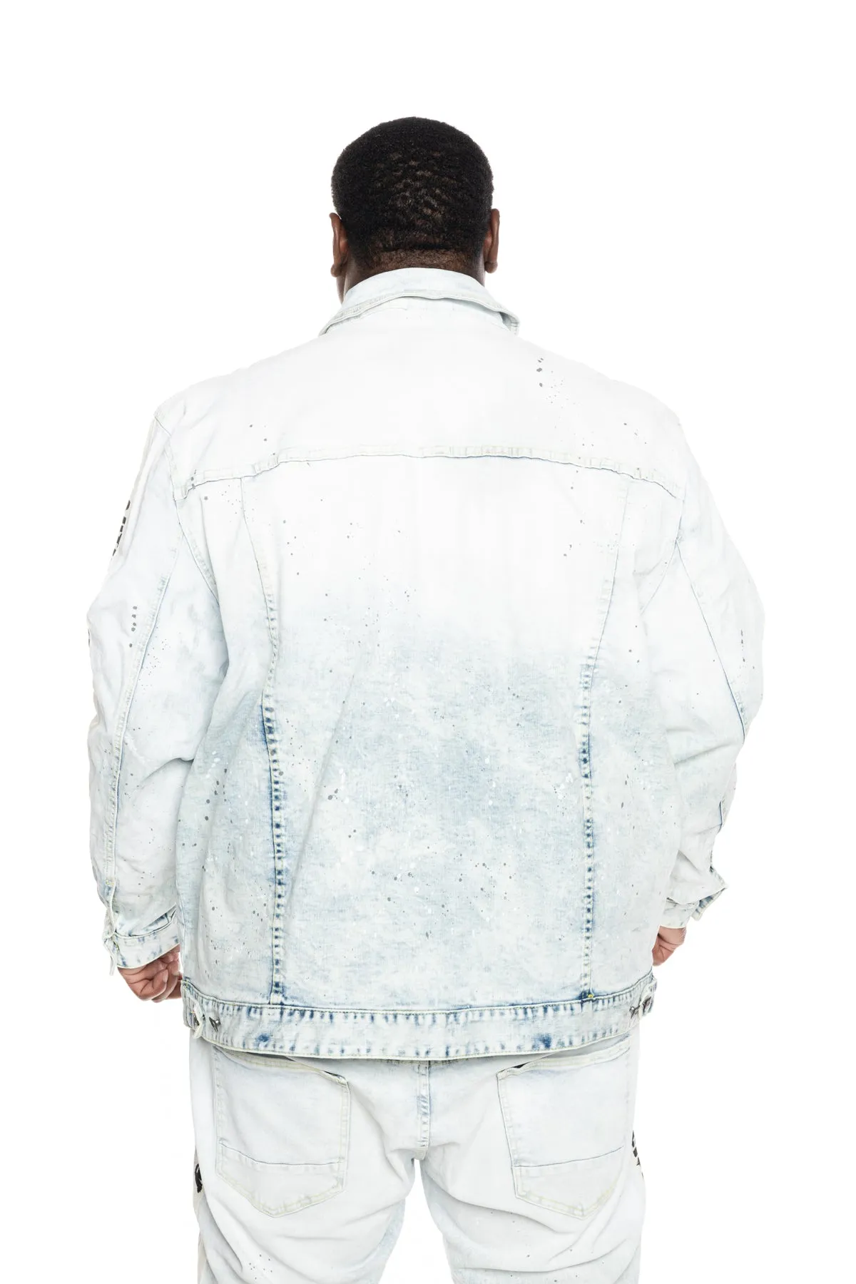 Big and Tall Overspray Fashion Jean Jacket - Opaque Blue