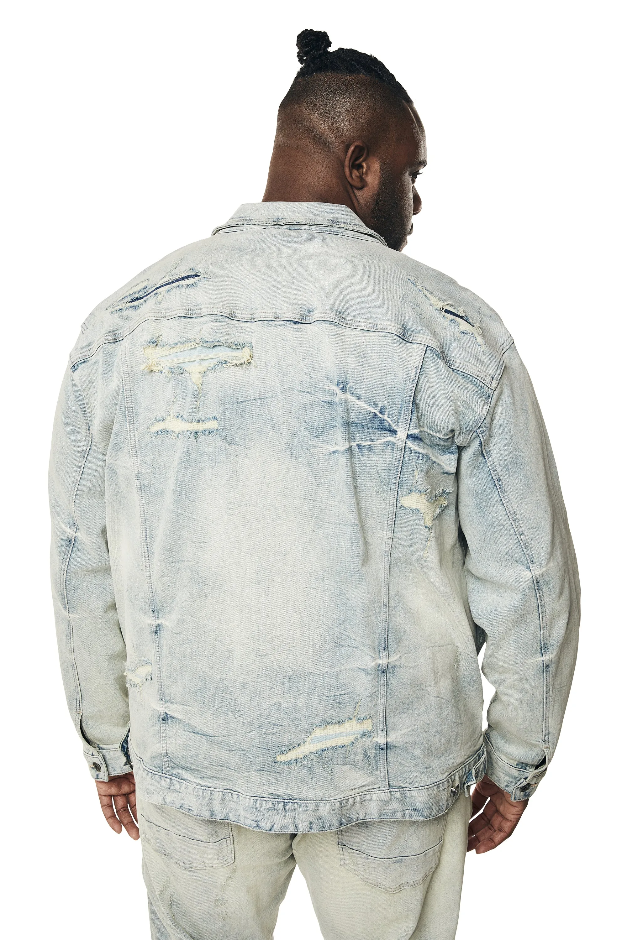 Big and Tall - Wave Effect Jean Jacket - Leo Blue