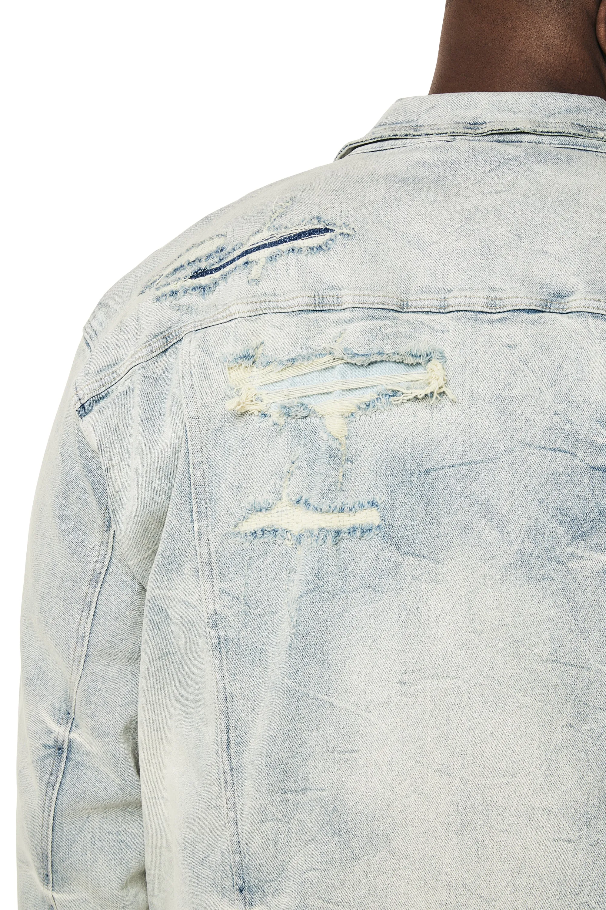 Big and Tall - Wave Effect Jean Jacket - Leo Blue