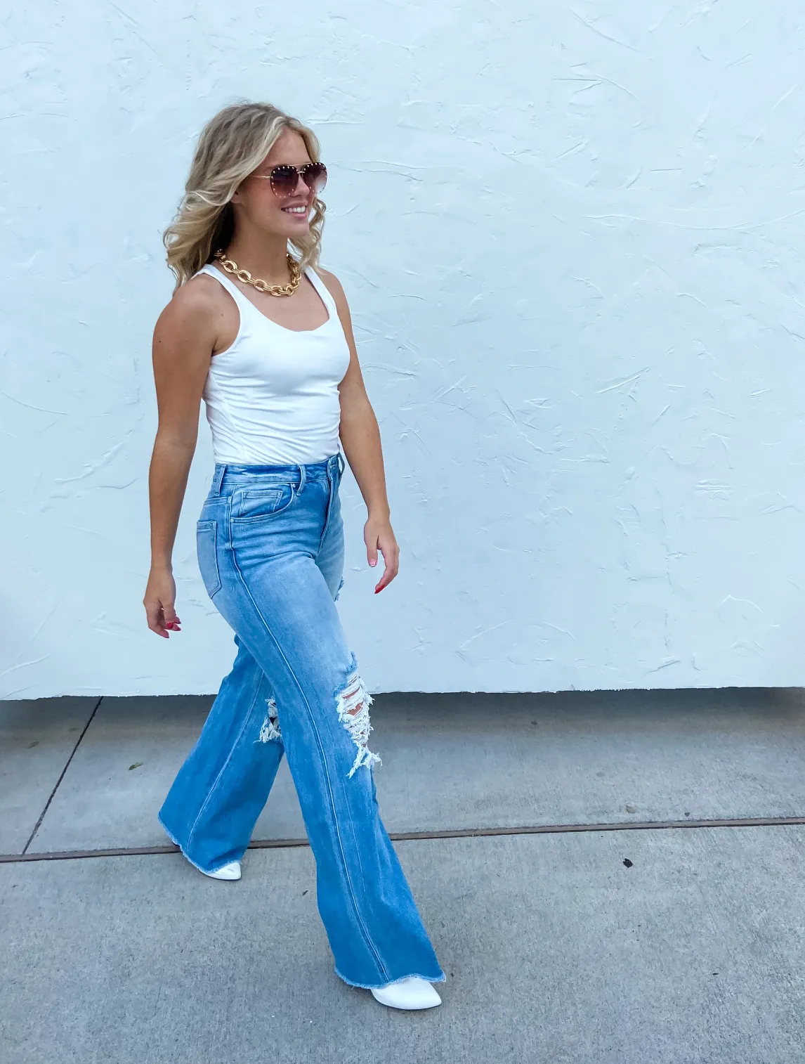 Blakeley Distressed Wide Leg Jeans