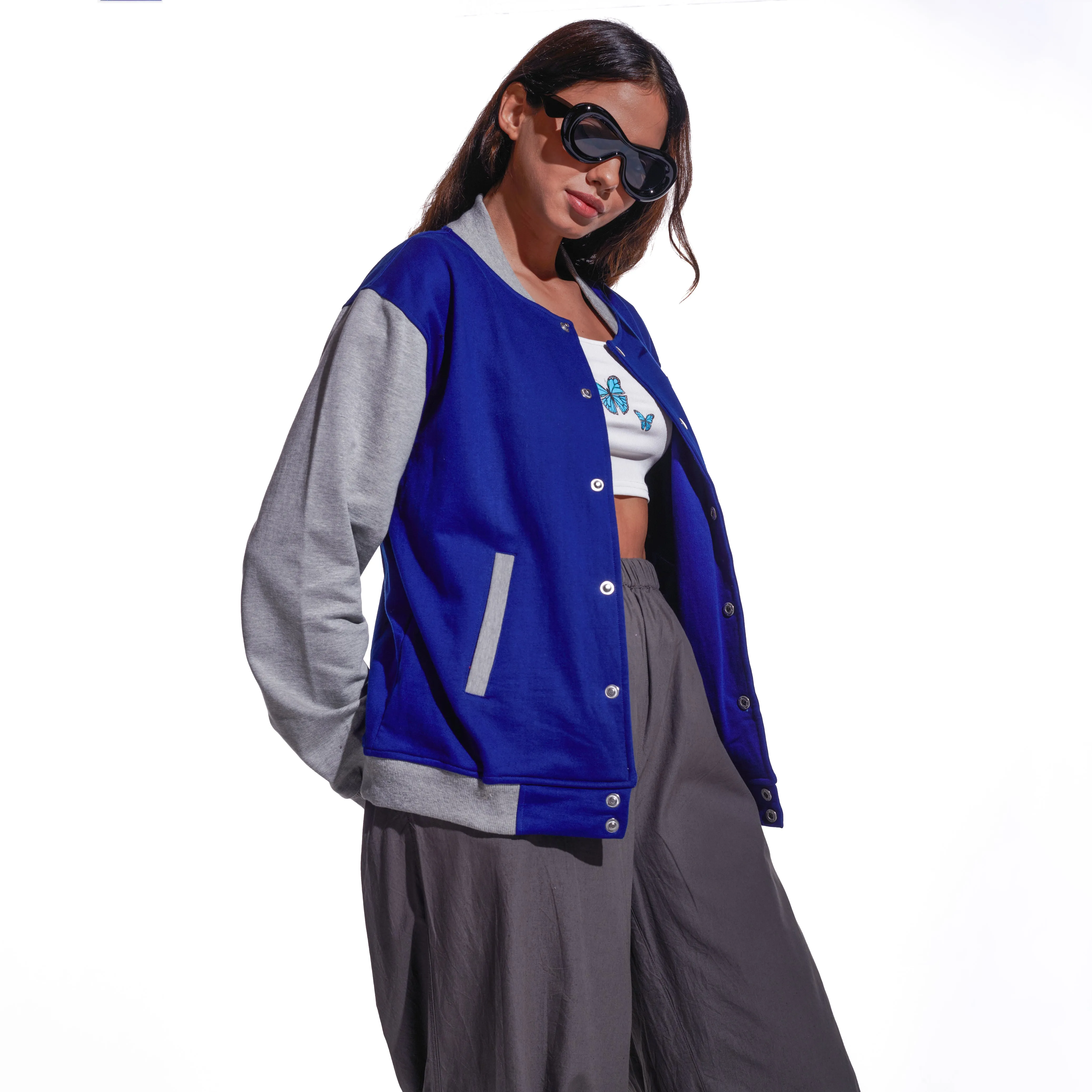 Blue Unisex Varsity Jacket