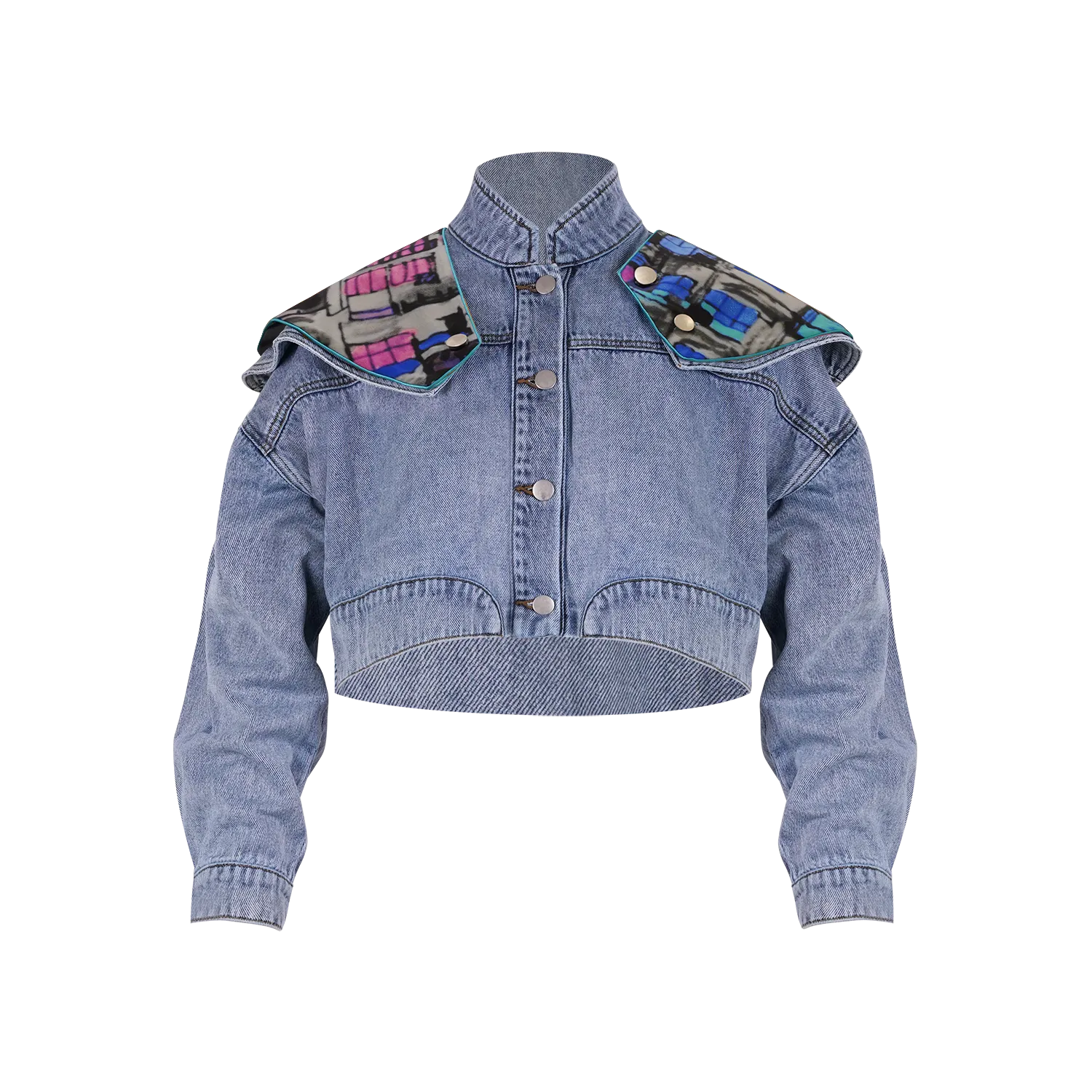 【BUILDING】100%Silk Cape Collar Add-On For Eco-Denim Jean Jacket