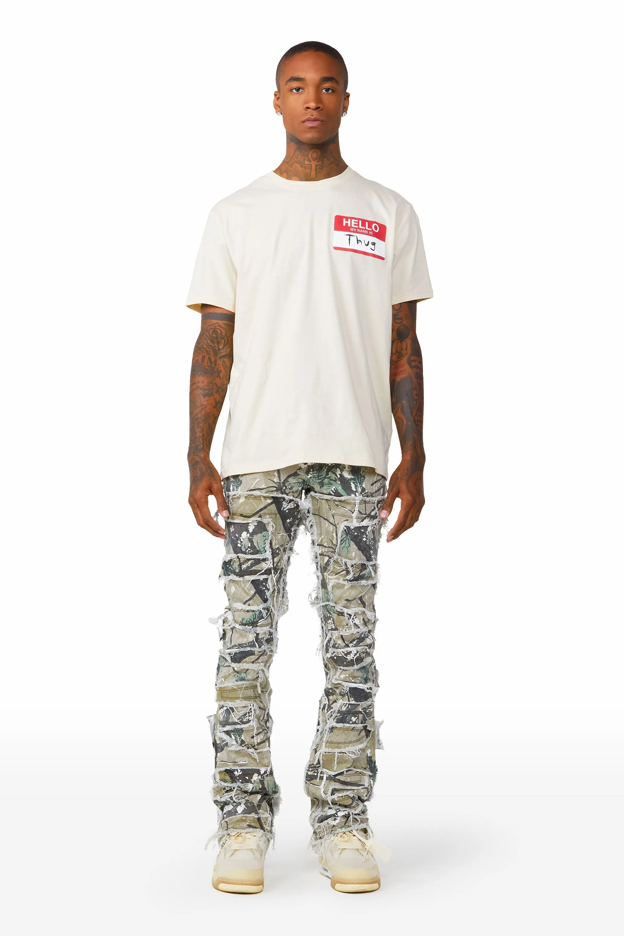 Camo Stacked Flare Jean Flared Looking for Men