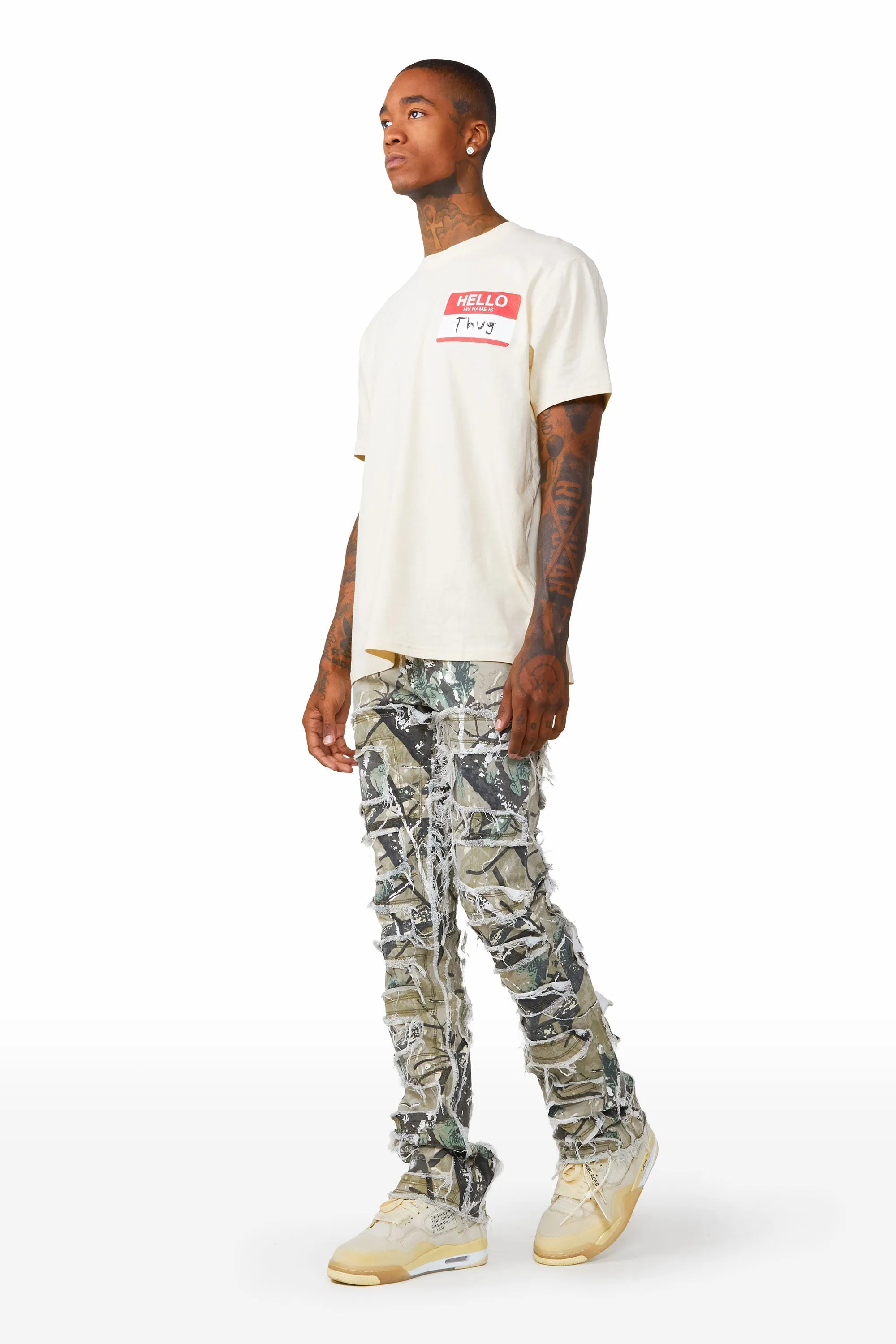 Camo Stacked Flare Jean Flared Looking for Men