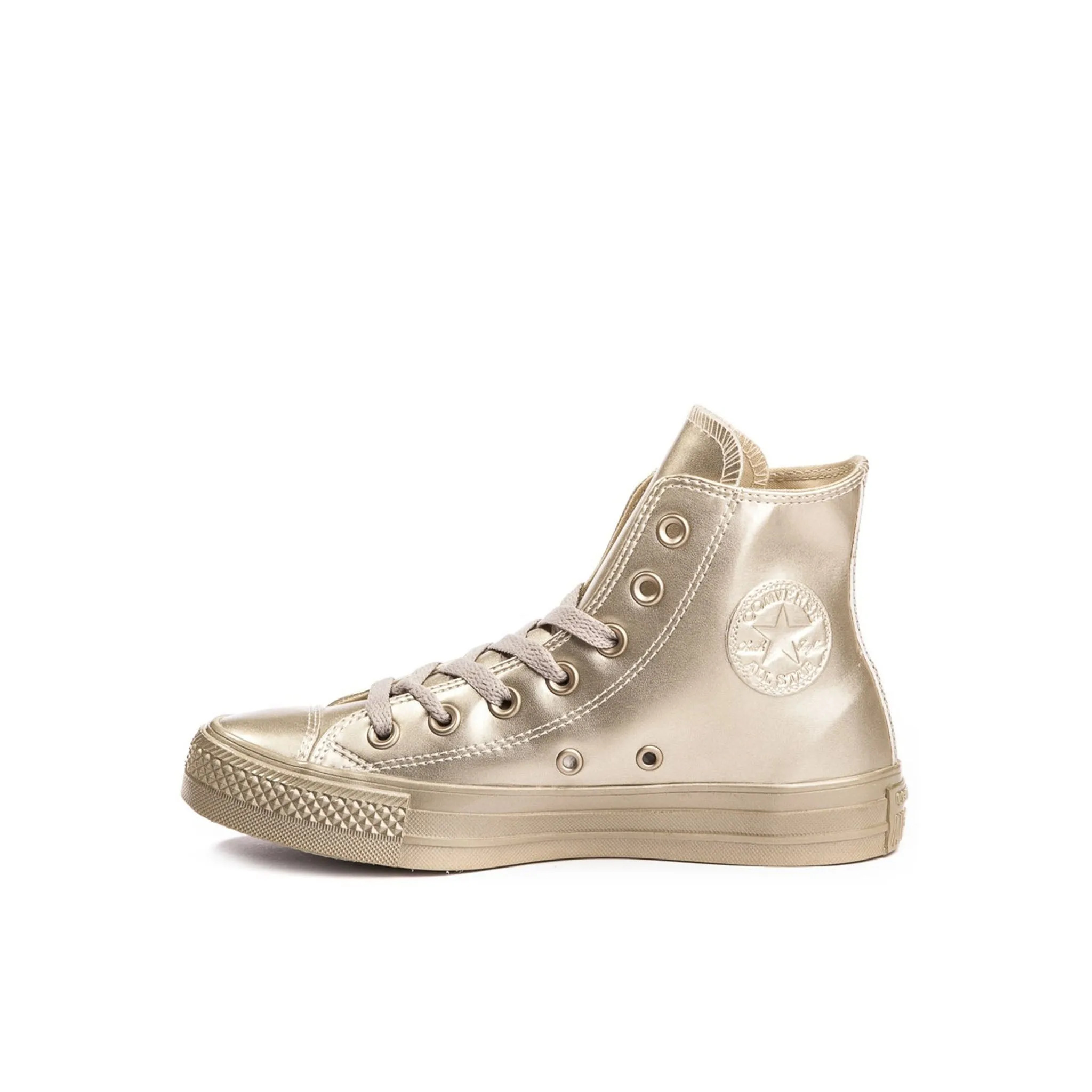 Converse Chuck Taylor All Star Hi Lace-Up Gold Smooth Leather Womens Plimsolls 157631C