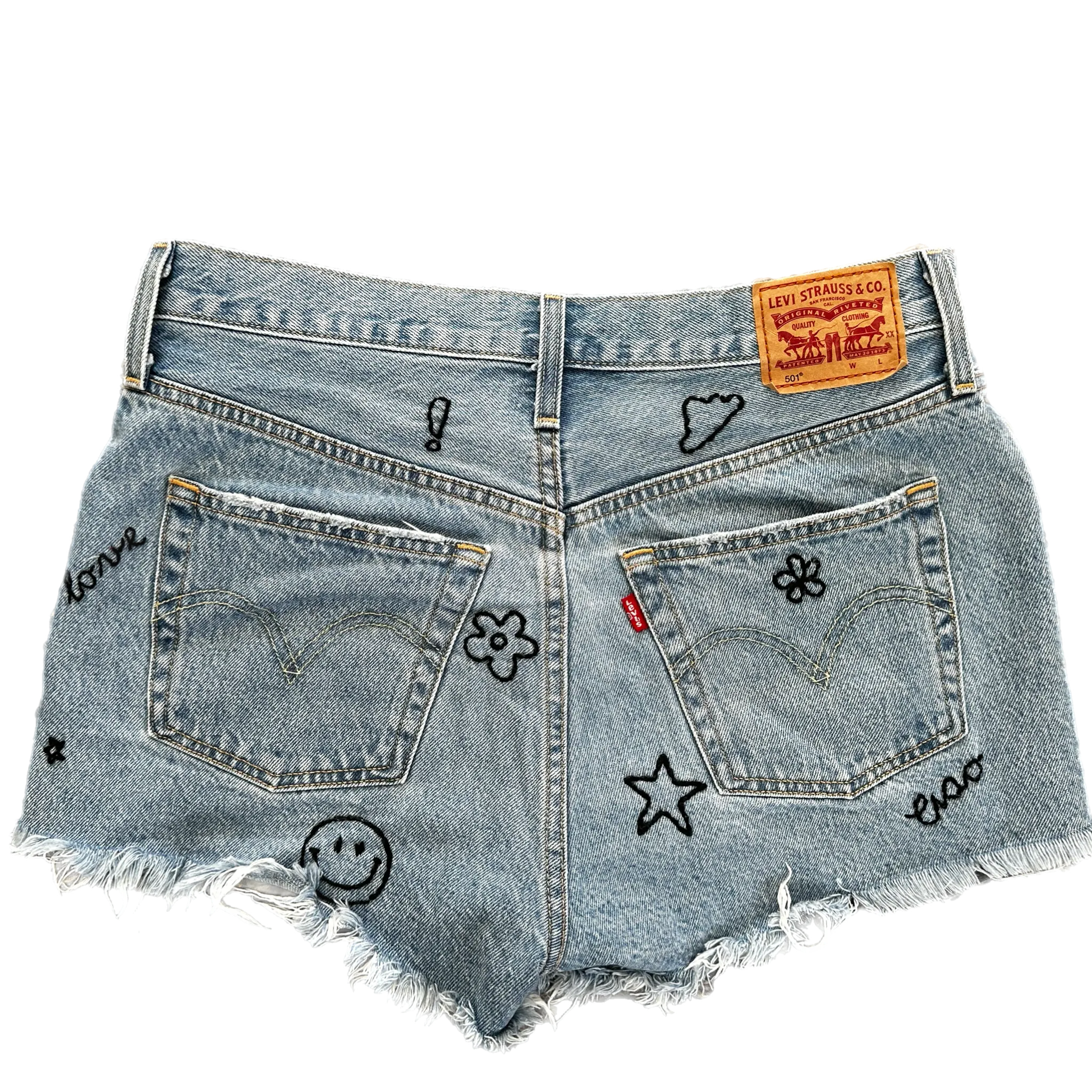 Denim Hand Embroidered Shorts 501 Levis