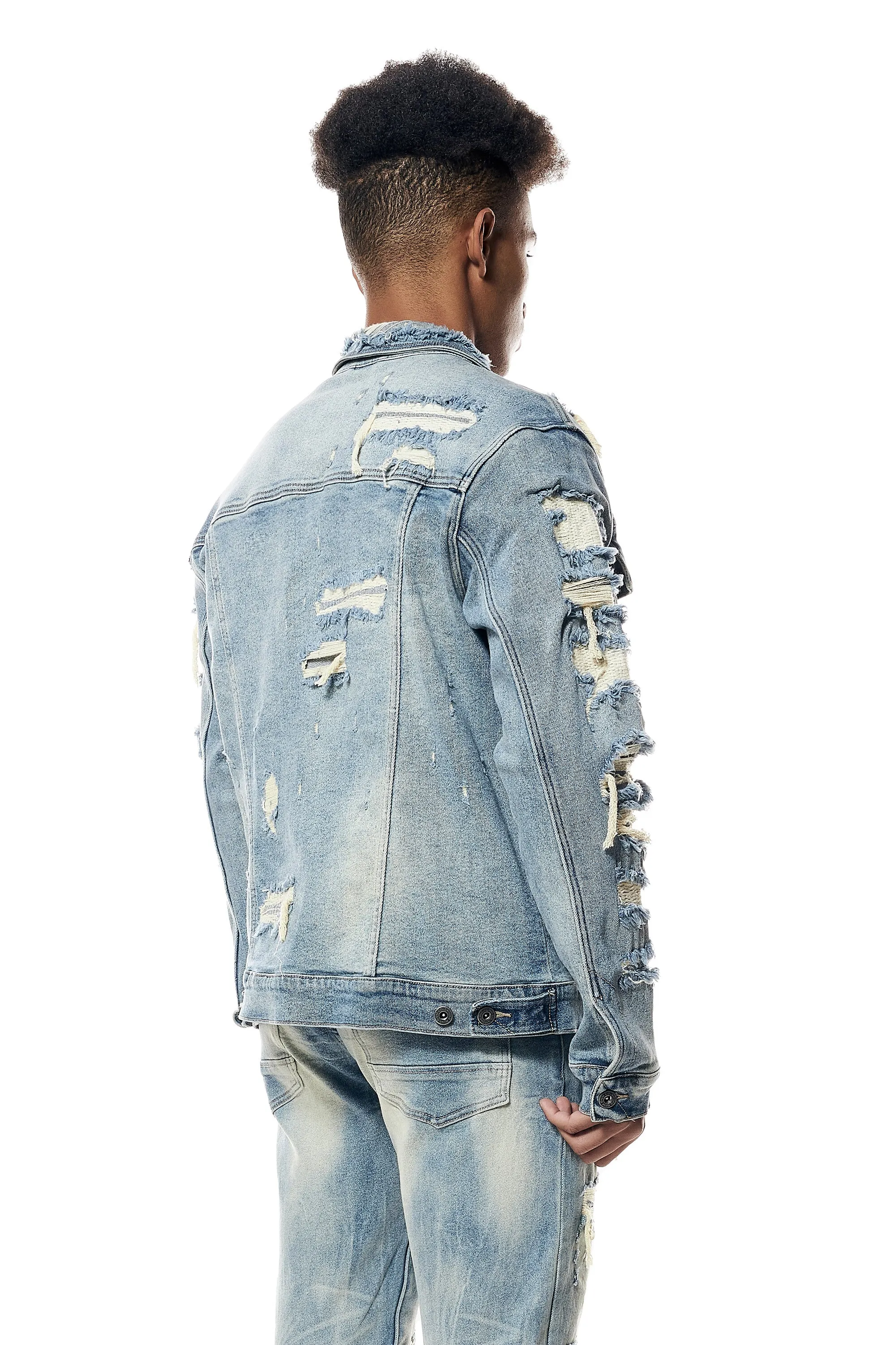 Distressed Rip & Repair Jean Jacket - Suffolk Blue