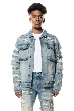 Distressed Rip & Repair Jean Jacket - Suffolk Blue