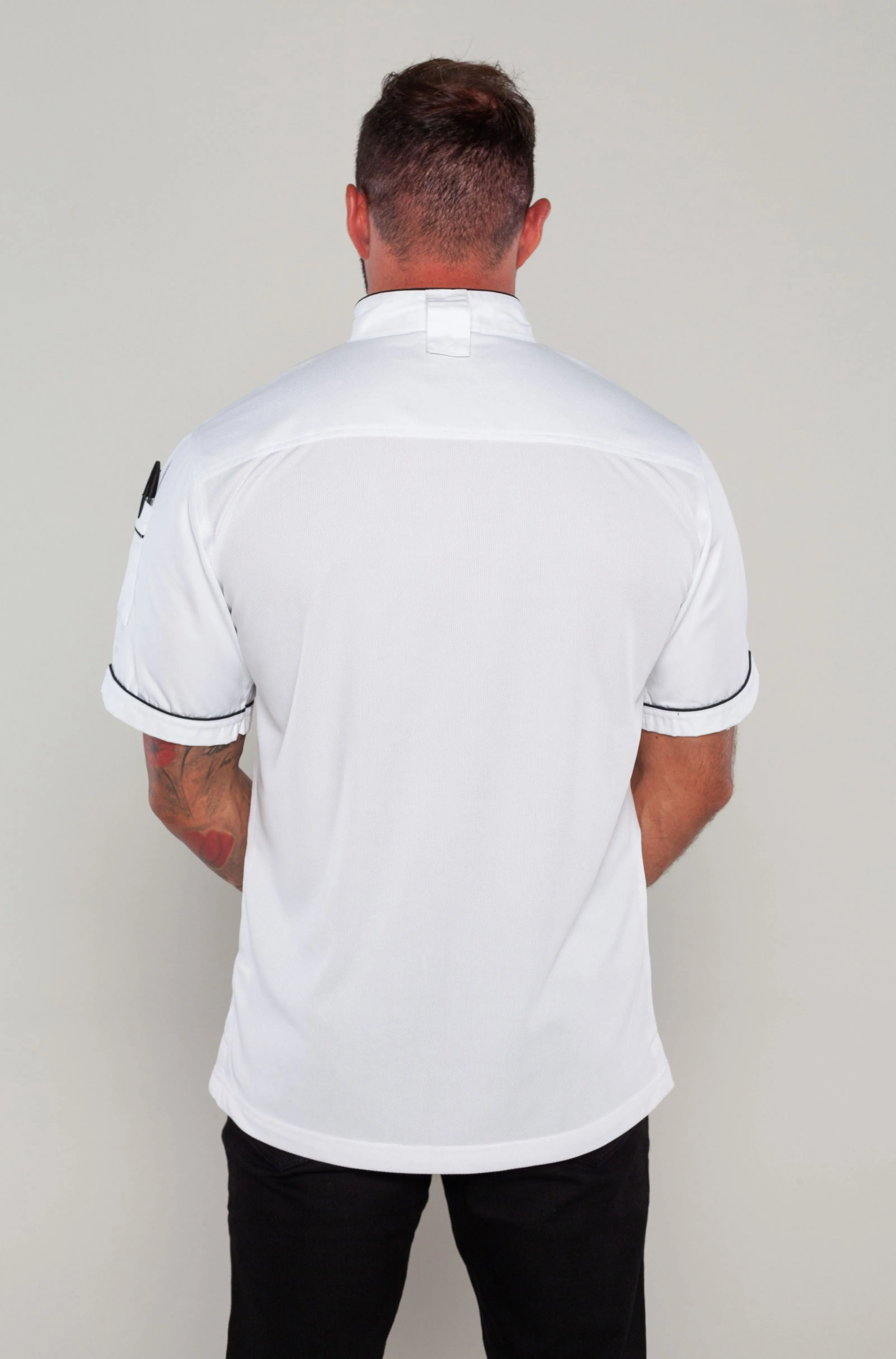 Gazi Chef Jacket White with Black Trim and Coolvent