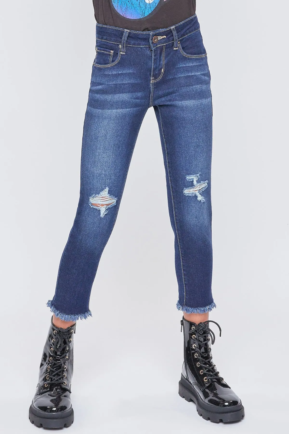 Girls Essential  Fray Hem Anklet Jeans