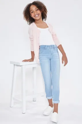 Girls Optional Cuff Denim Skinny Jeans