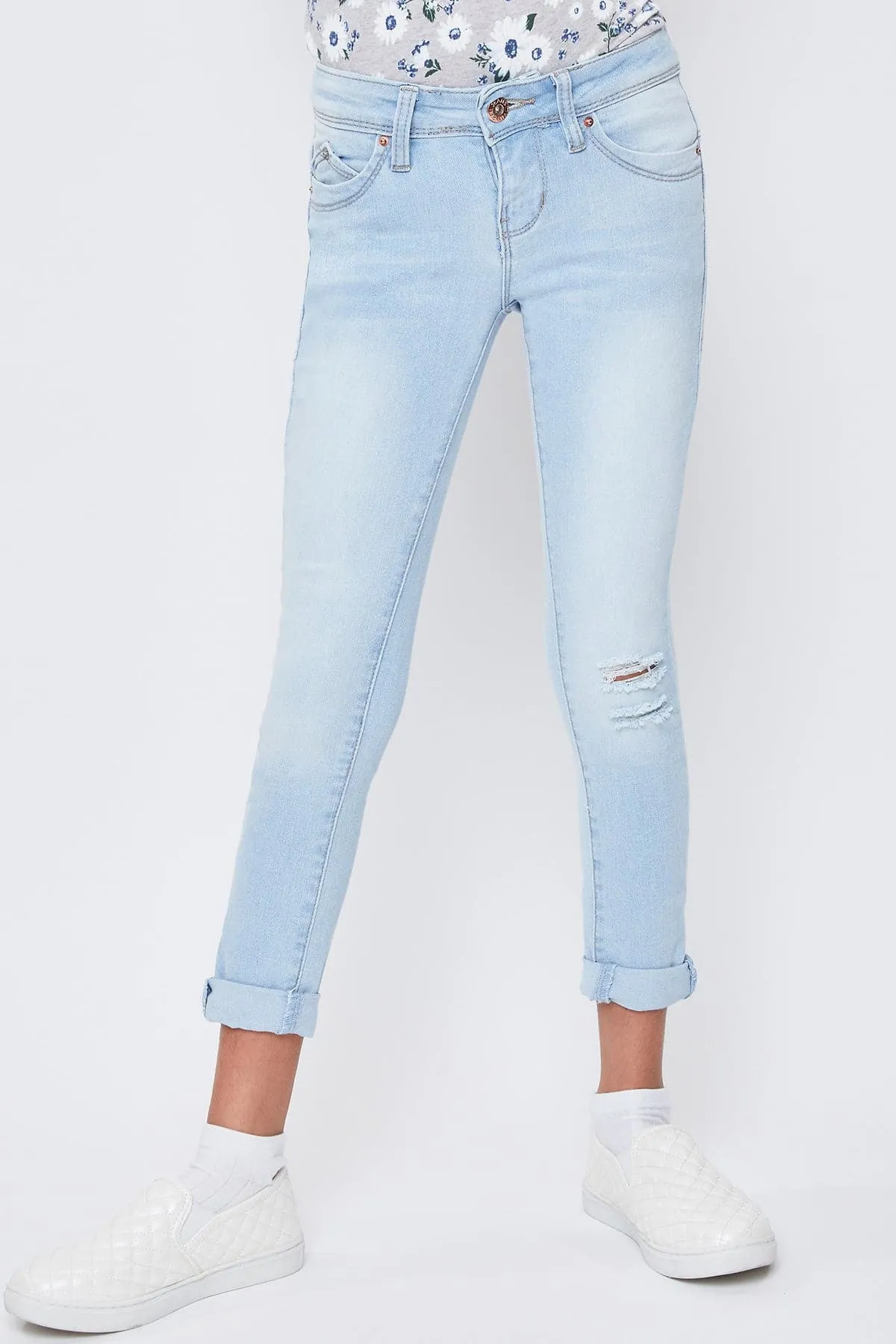 Girls Sustainable WannaBettaFit Mid-Rise Cuffed Skinny Jeans