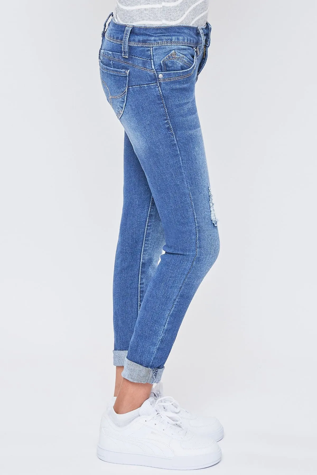 Girls Sustainable WannaBettaFit Mid-Rise Cuffed Skinny Jeans