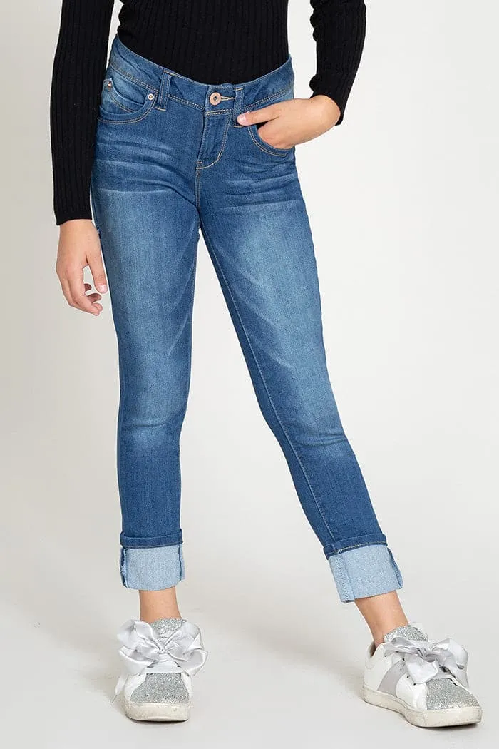 Girls WannaBettaFit Cuffed Denim Skinny Jeans