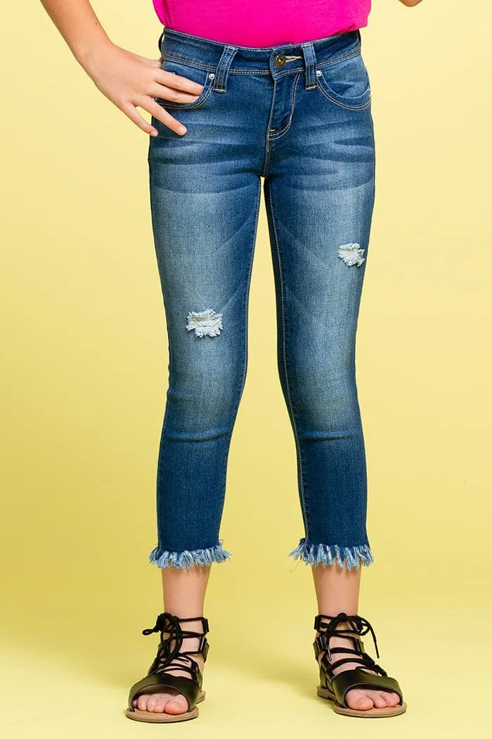 Girls WannaBettaFit Frayed Ankle jean