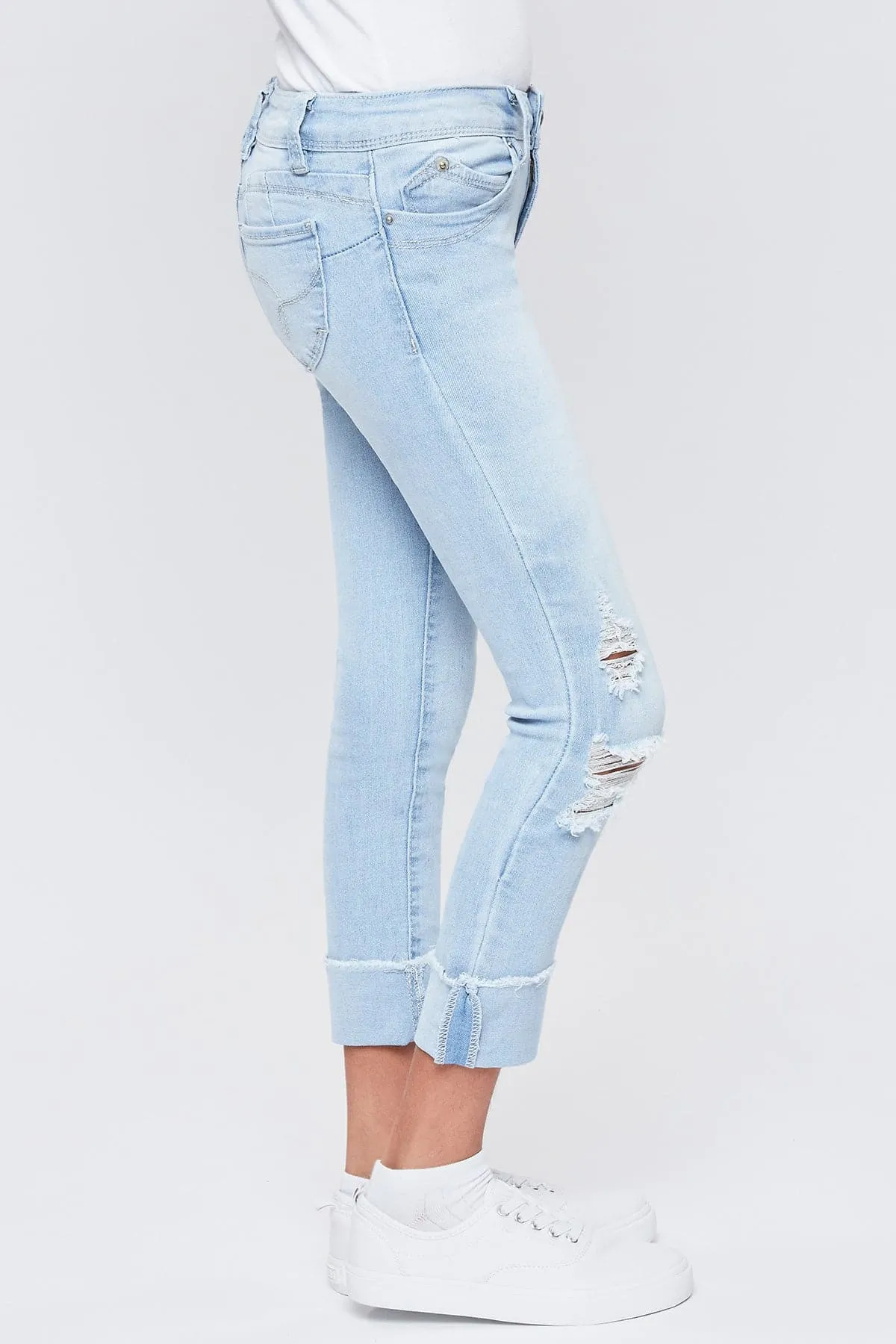 Girls WannaBettaFit Mid-Rise Mega Cuff Skinny Jeans