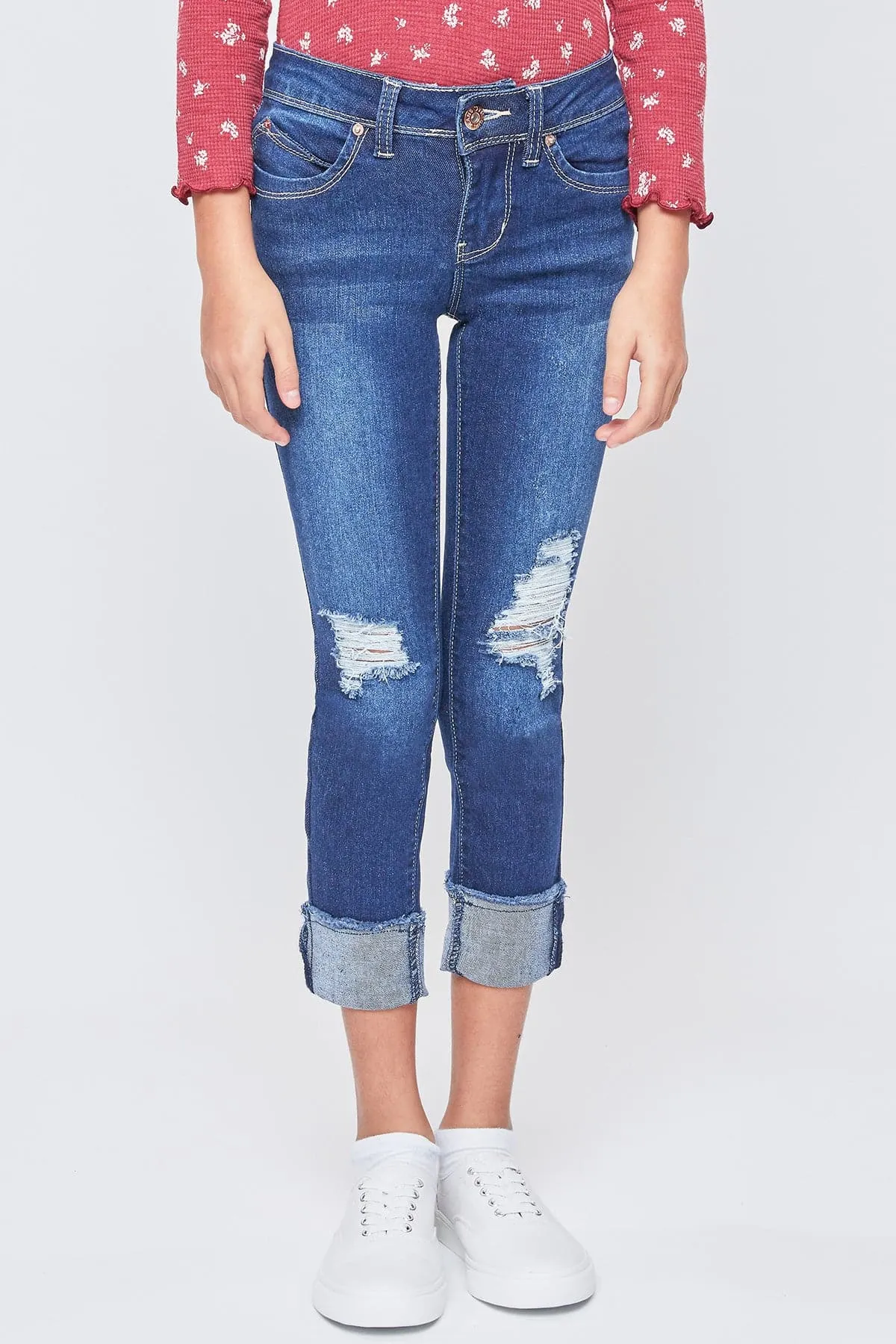 Girls WannaBettaFit Mid-Rise Mega Cuff Skinny Jeans