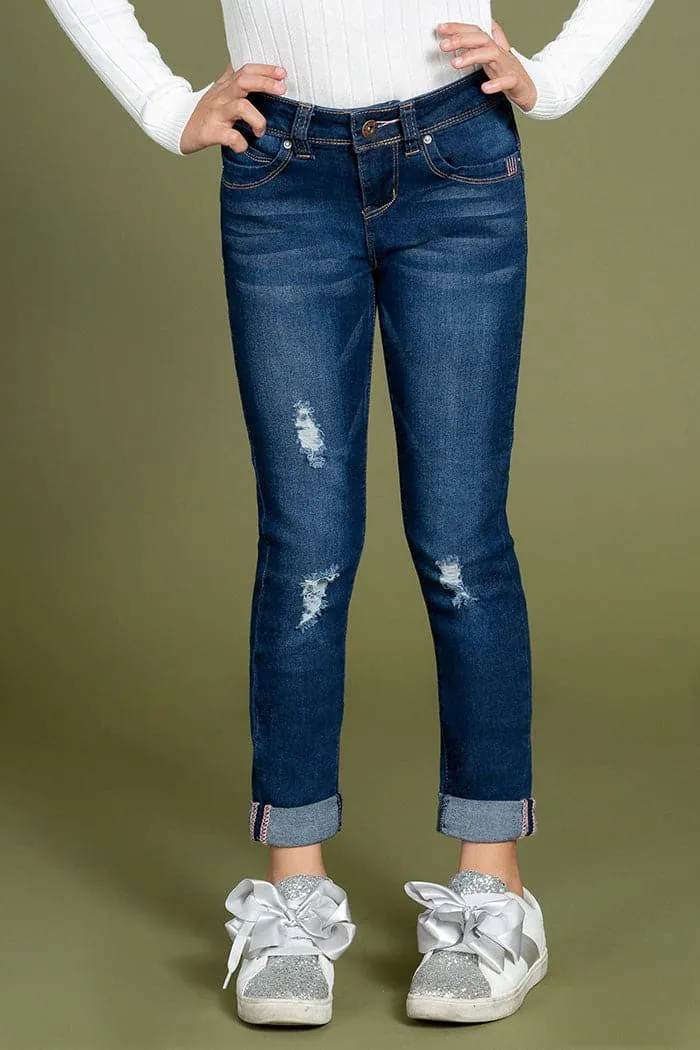 Girls WannaBettaFit Rolled Ankle Jeans