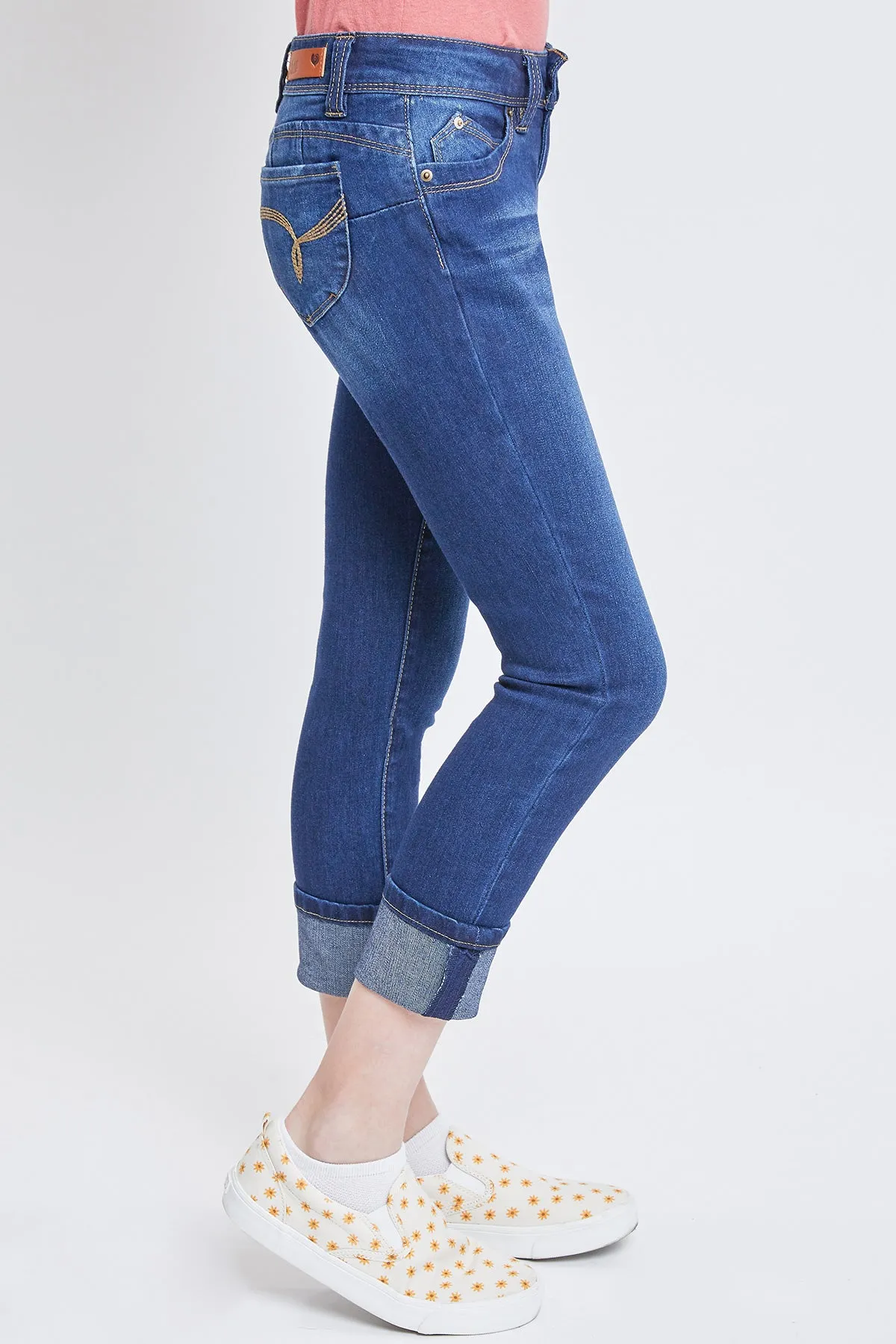 Girls WannaBettaFit Wide Cuff Skinny Jeans