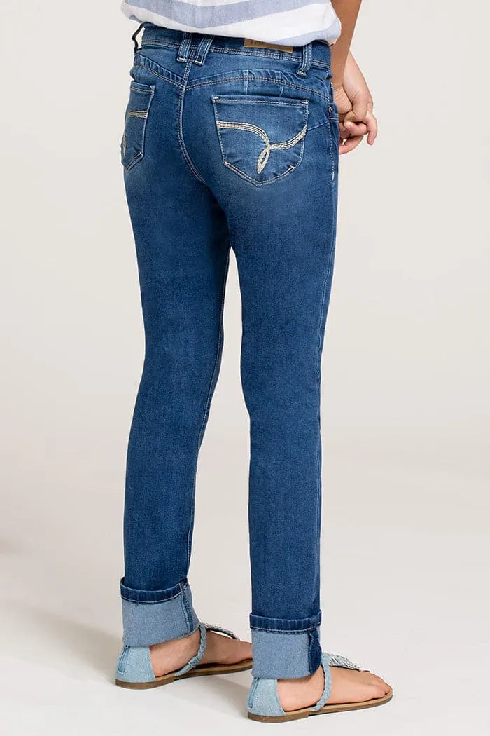 Girls WannaBettaFit Wide Cuff Skinny Jeans