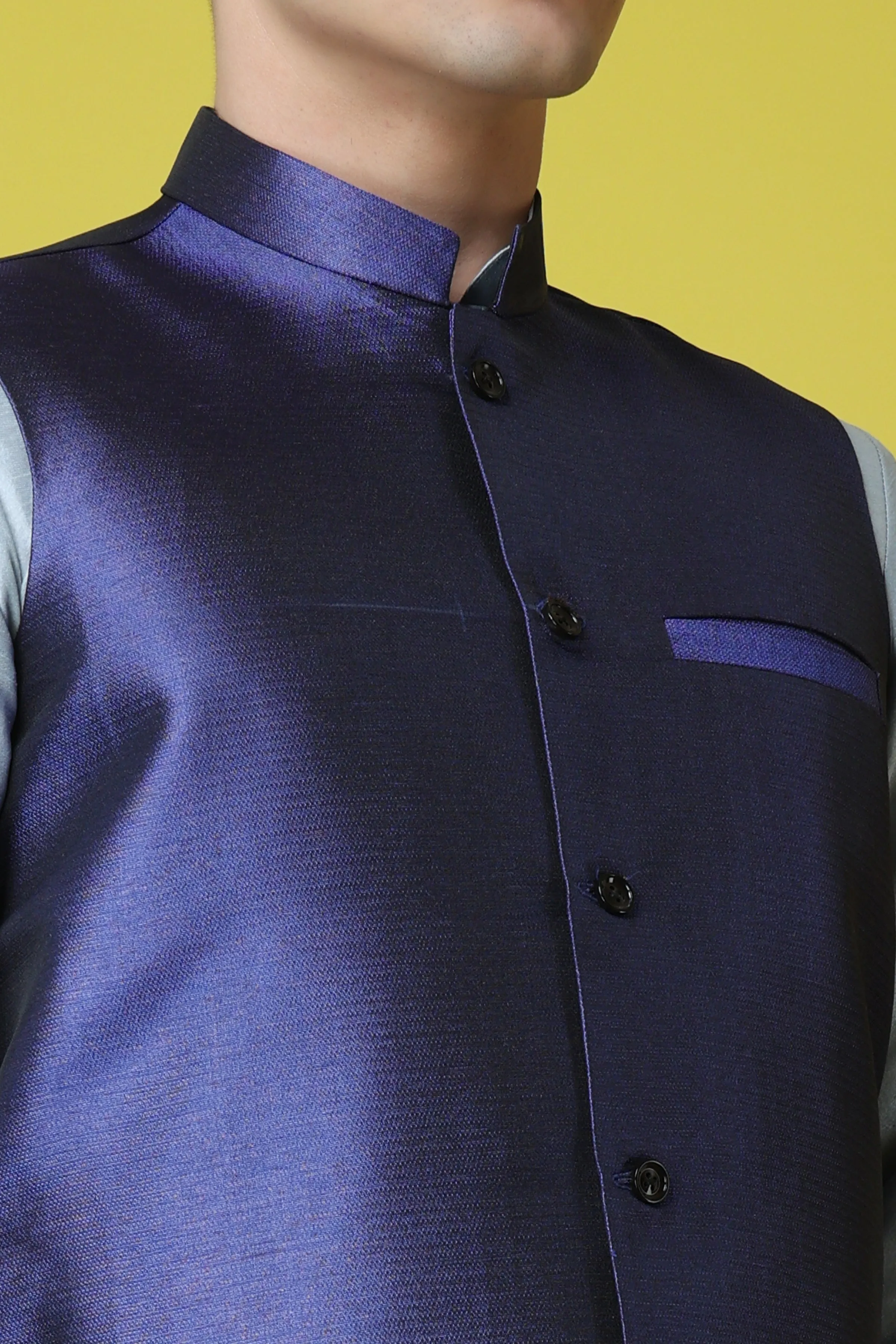 Glossy Blue Kurta Jacket Set