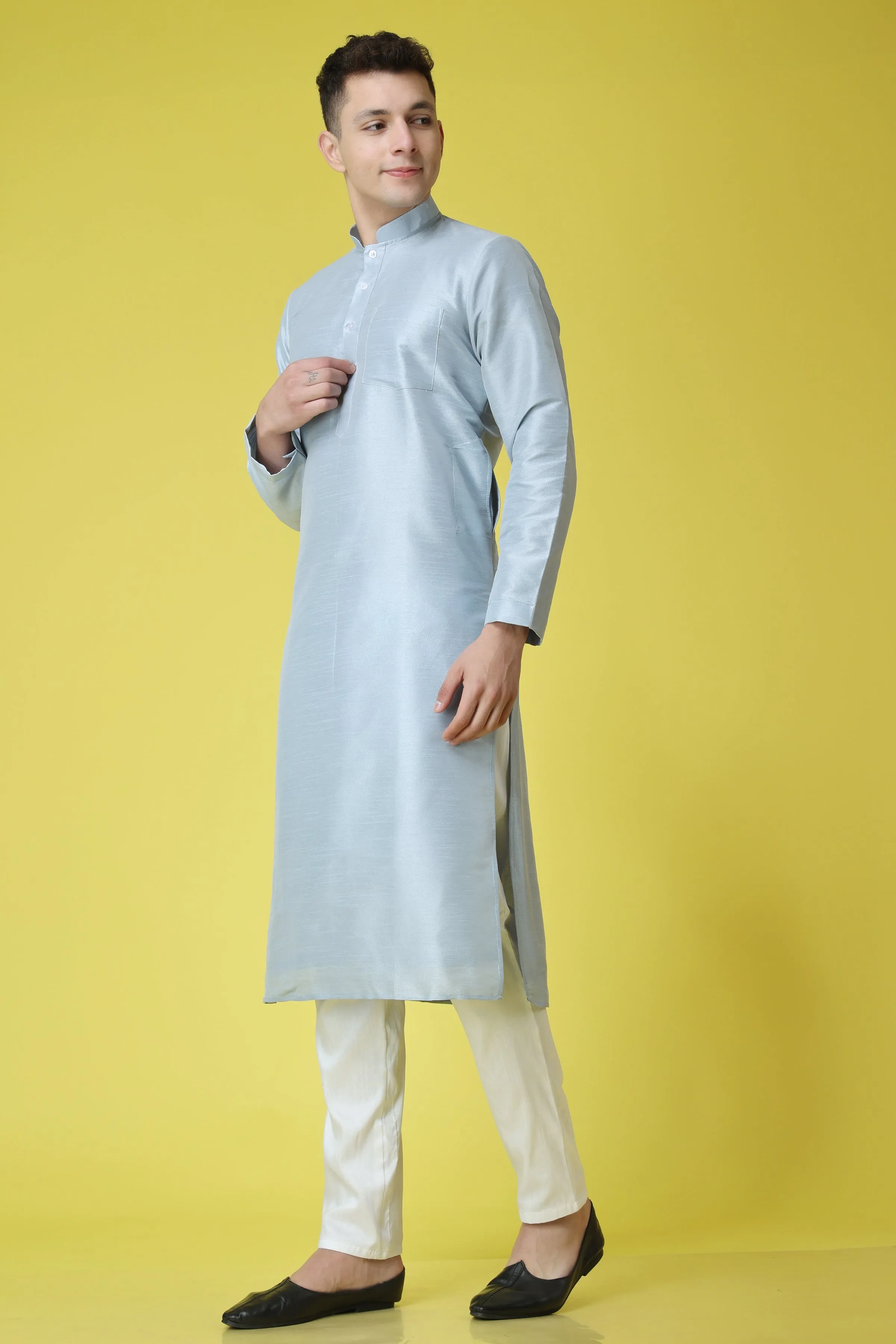 Glossy Blue Kurta Jacket Set