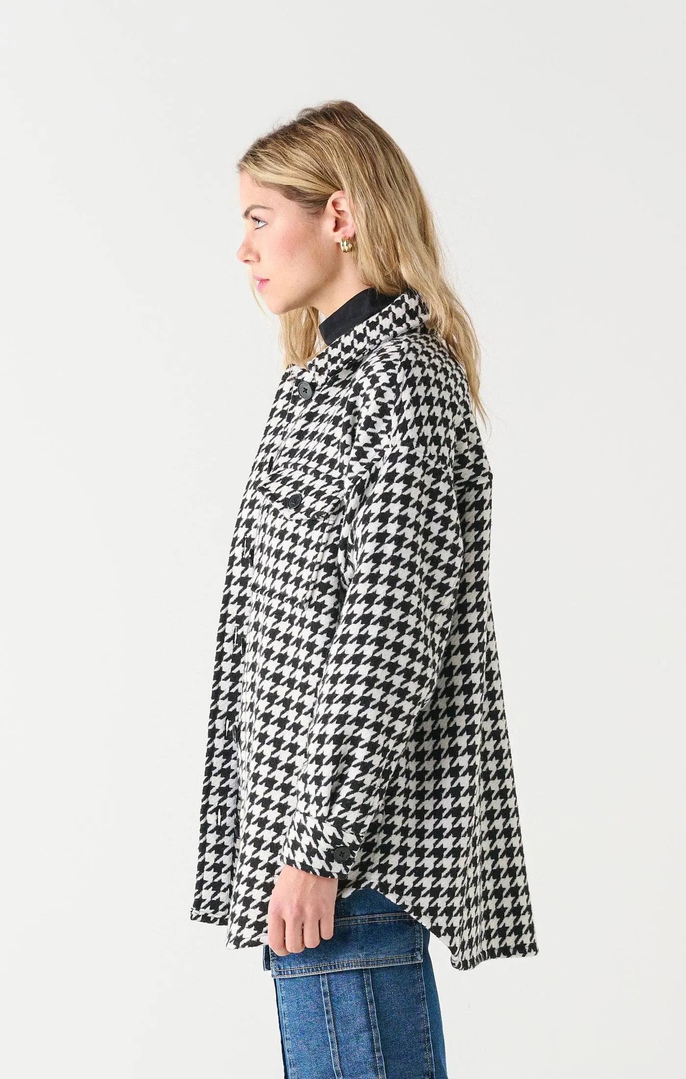 Houndstooth Button-Up Shacket