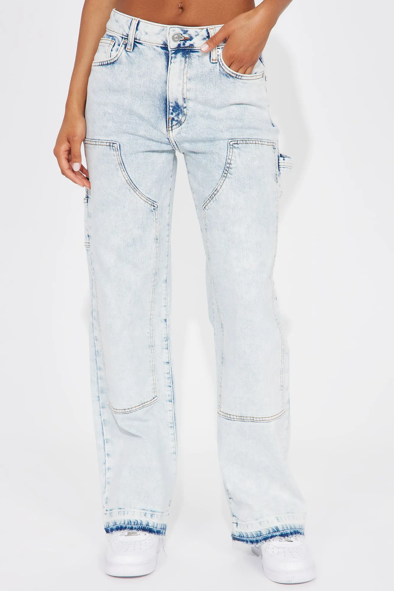 Instant Connection Straight Leg Stretch Carpenter Jeans - Light Wash