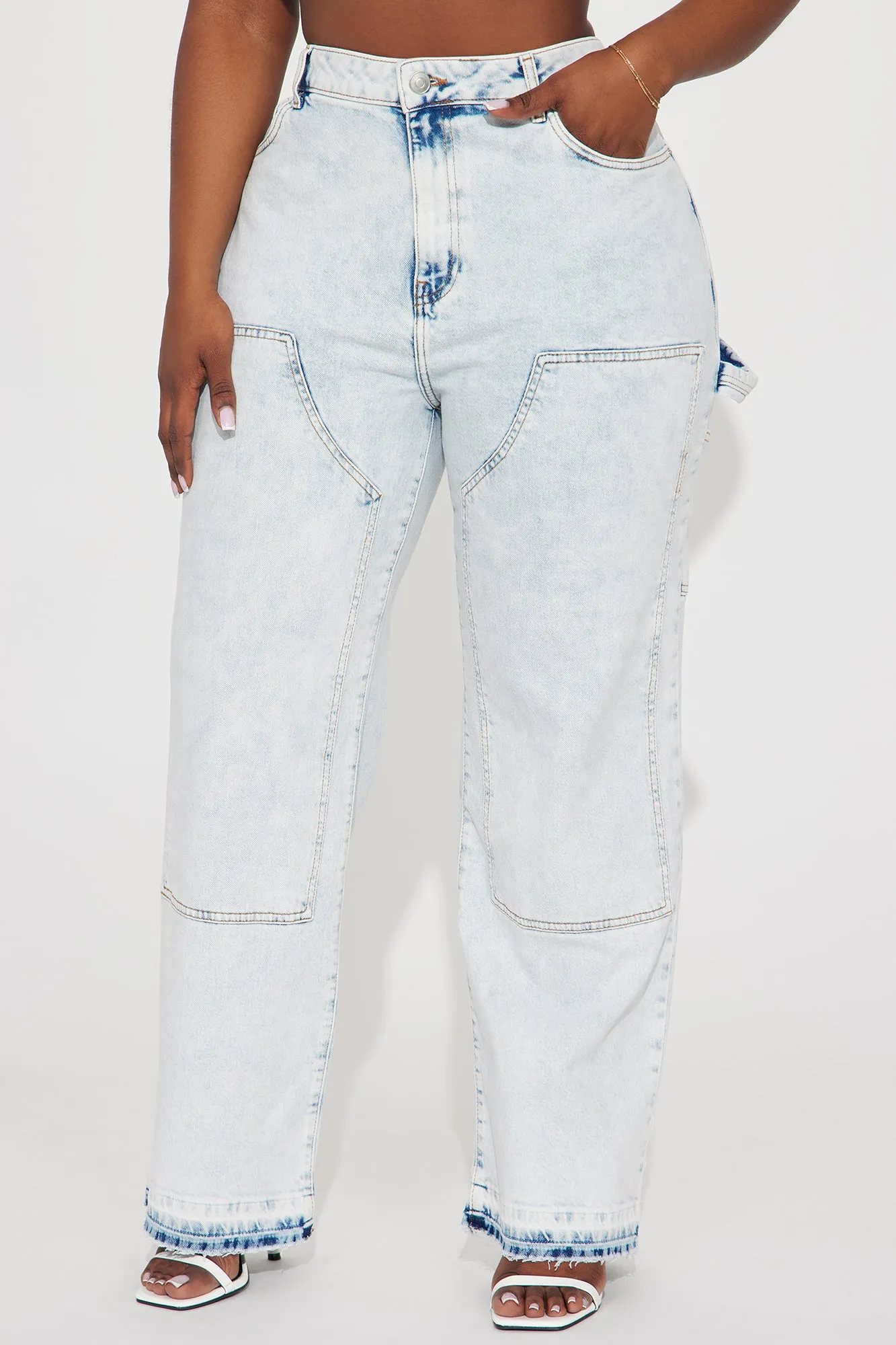 Instant Connection Straight Leg Stretch Carpenter Jeans - Light Wash