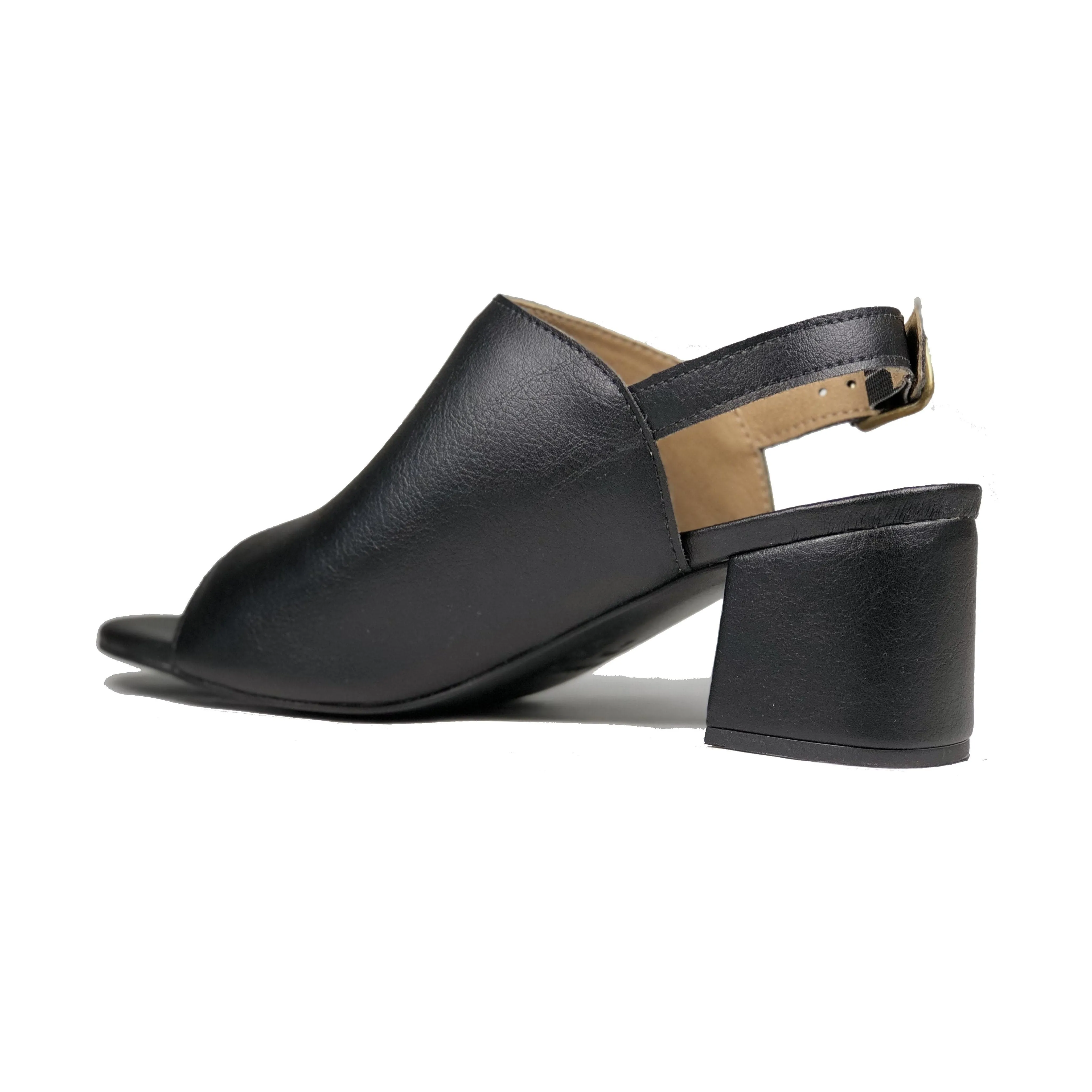 'Iolanda' vegan women's open-toe block heel by Ahimsa - black