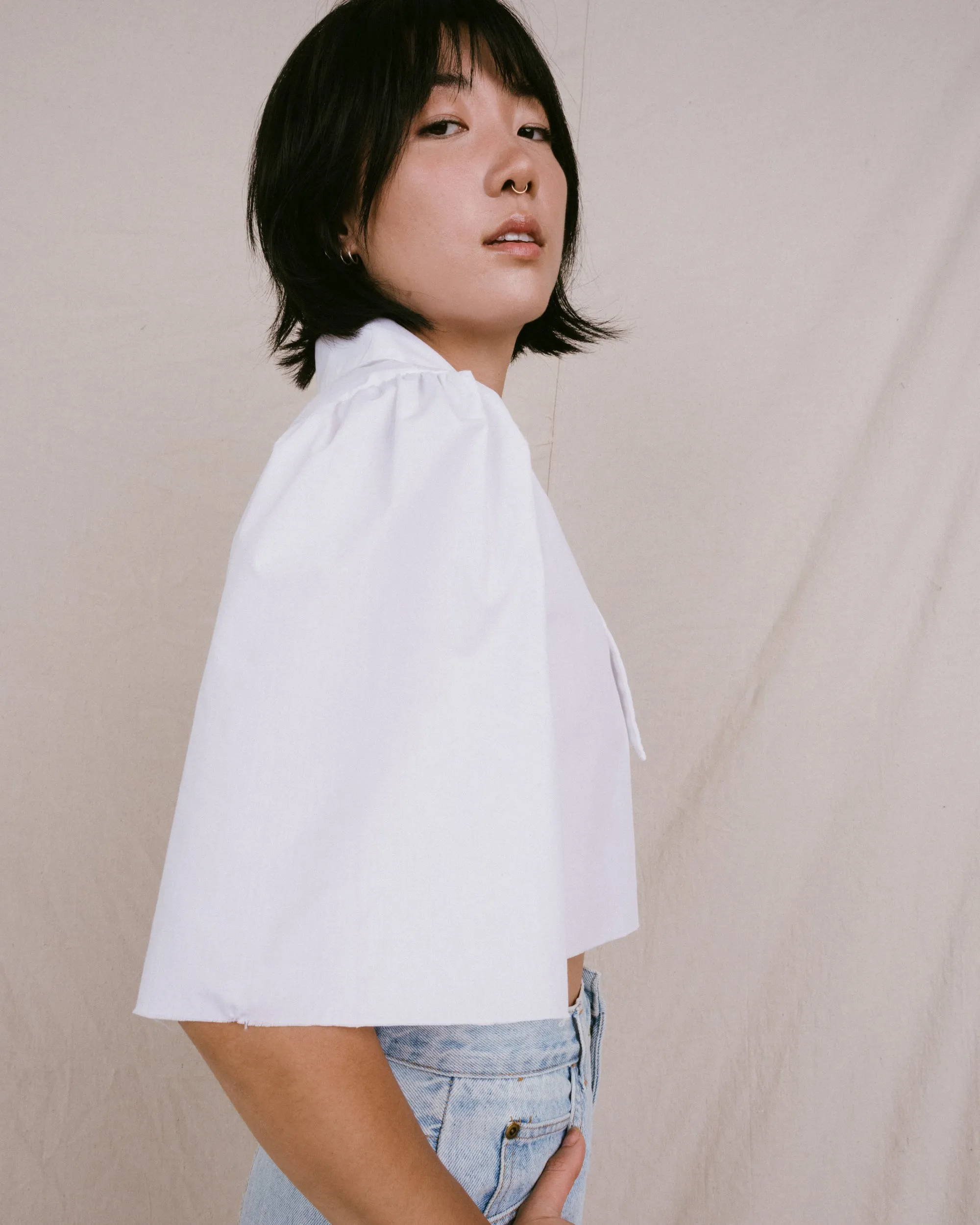 Jean Blouse in Alabaster