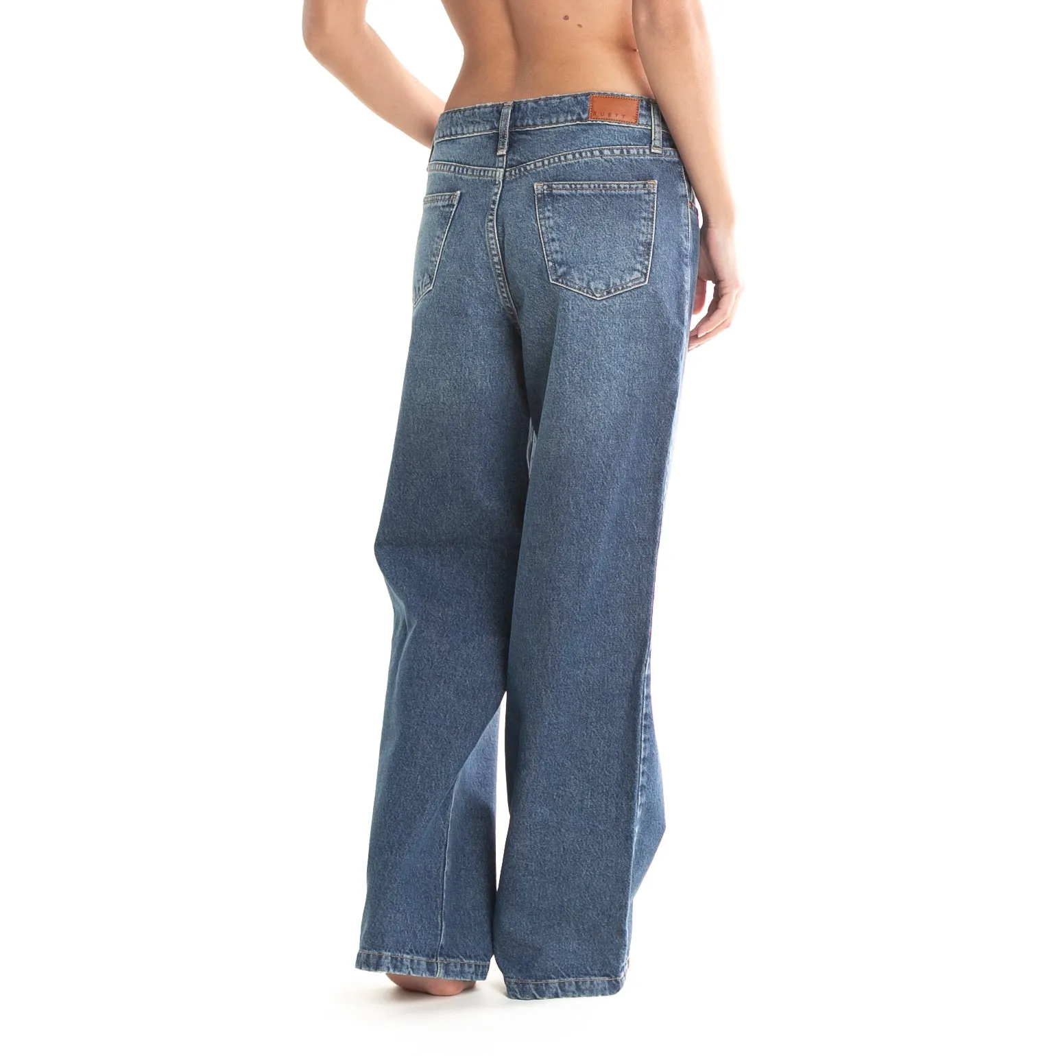 Jean Rusty Low Rise Wide Leg Ripped Denim Jean Ld Blue