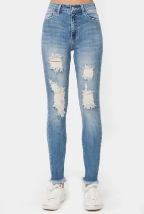 Distressed Skinny Denim Jeans for Women - JP5526 Fashionable and Trendy