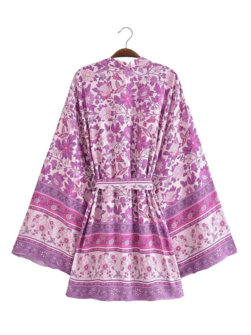 Just My Type Women's Cotton Floral Short Kimono Jacket