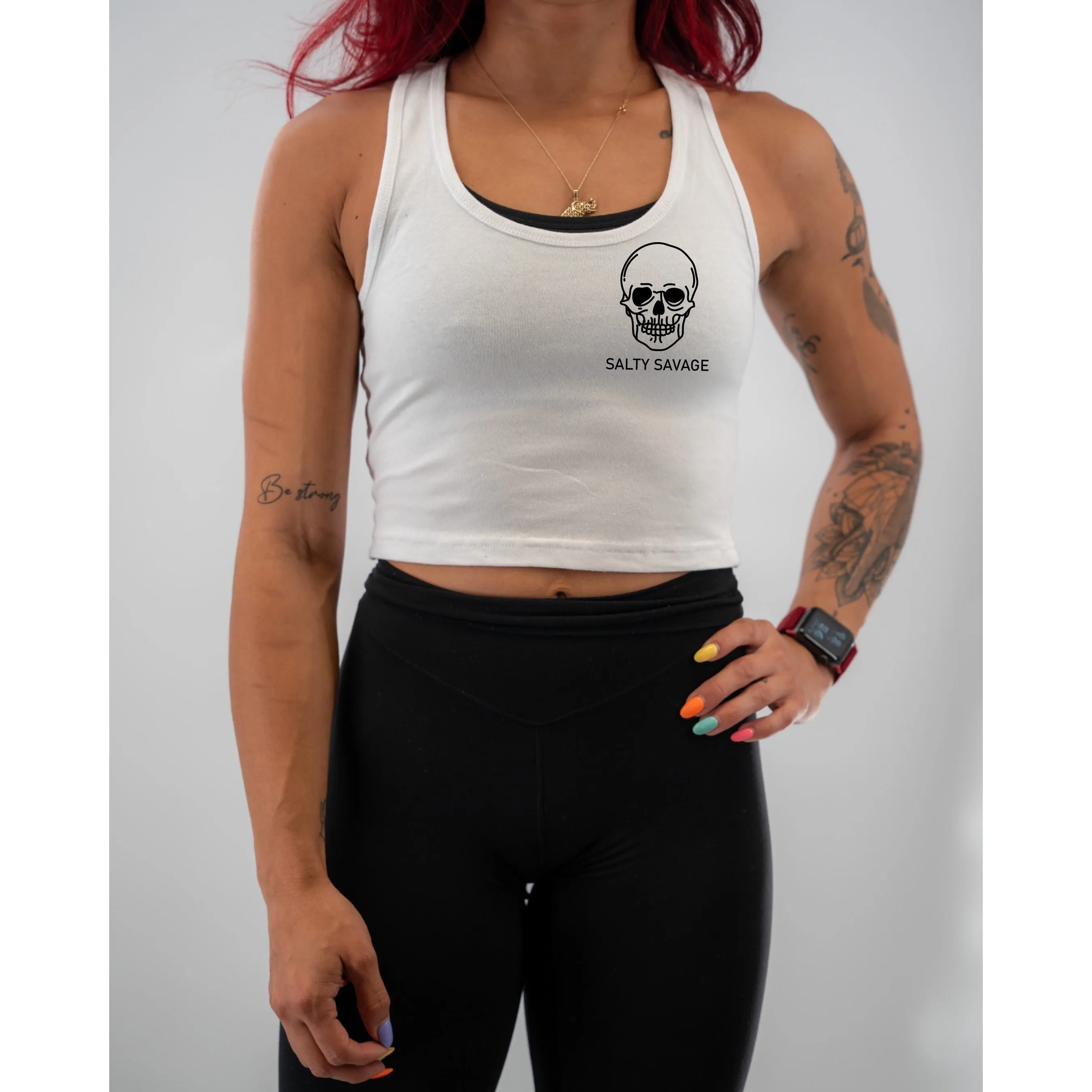 Ladies "Basic Skull" Racerback Crop Tank