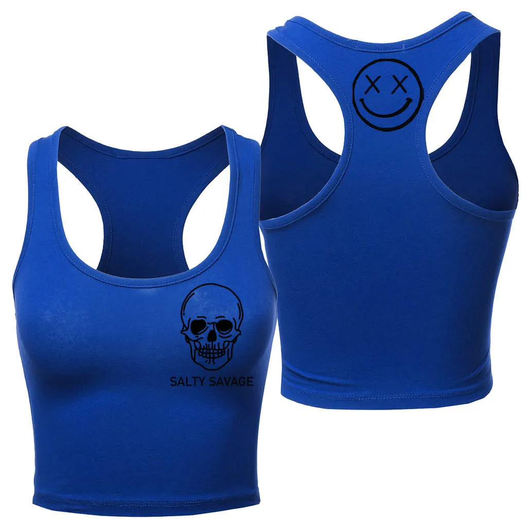 Ladies "Basic Skull" Racerback Crop Tank