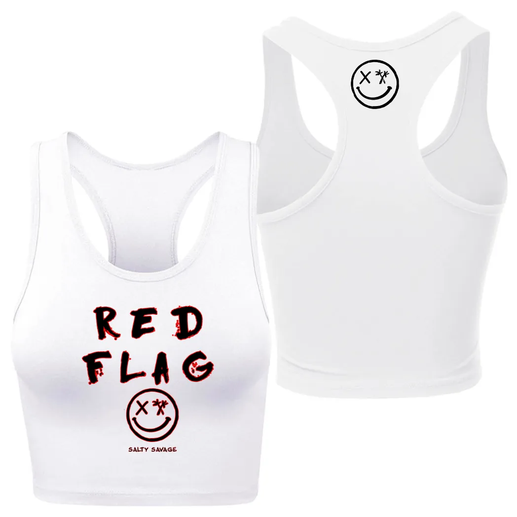 Ladies "RED FLAG" Racerback Crop Tank