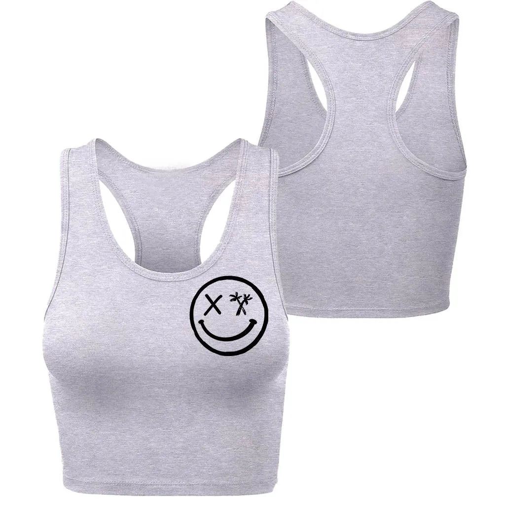 Ladies "Spliced Smile" Racerback Crop Tank | Basic