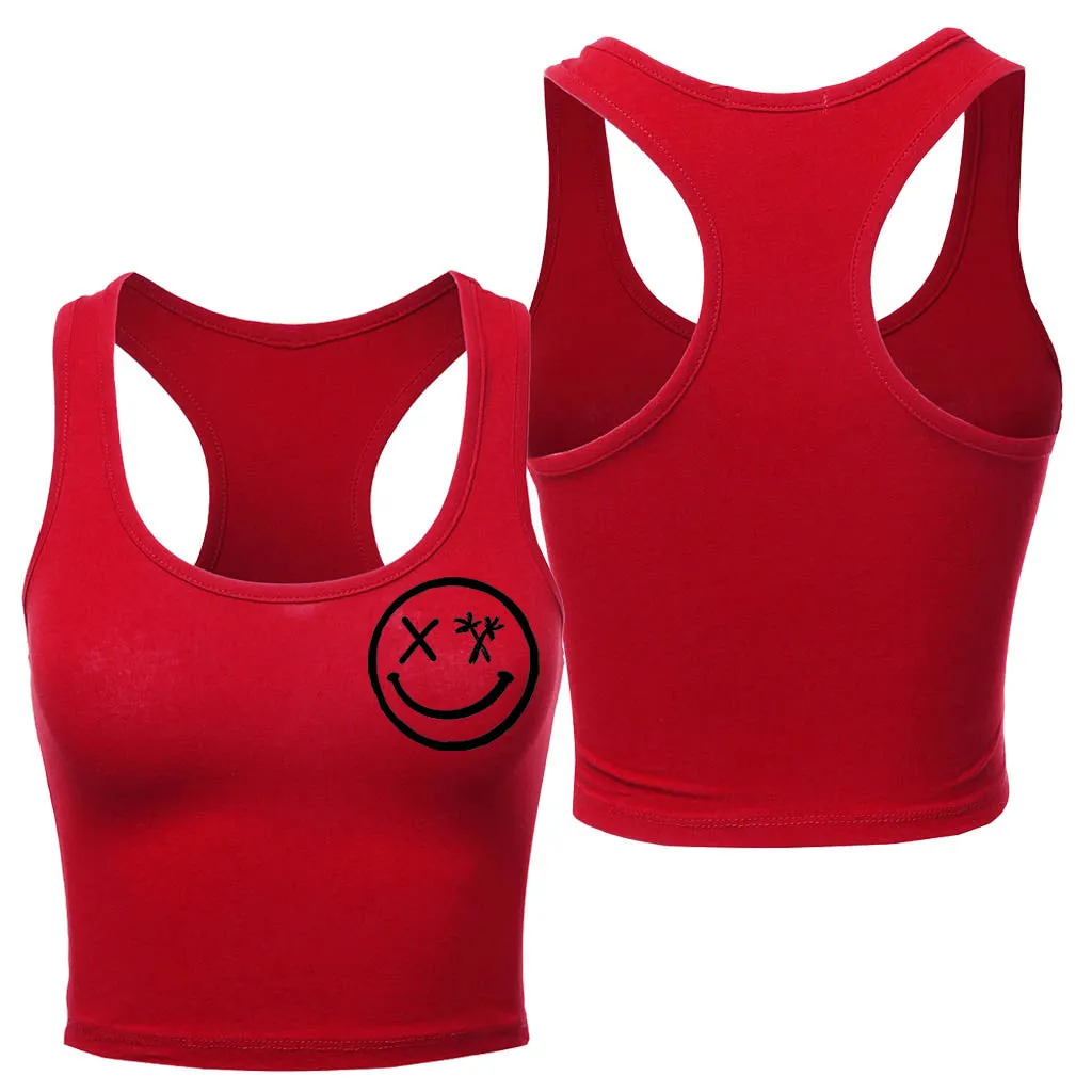 Ladies "Spliced Smile" Racerback Crop Tank | Basic