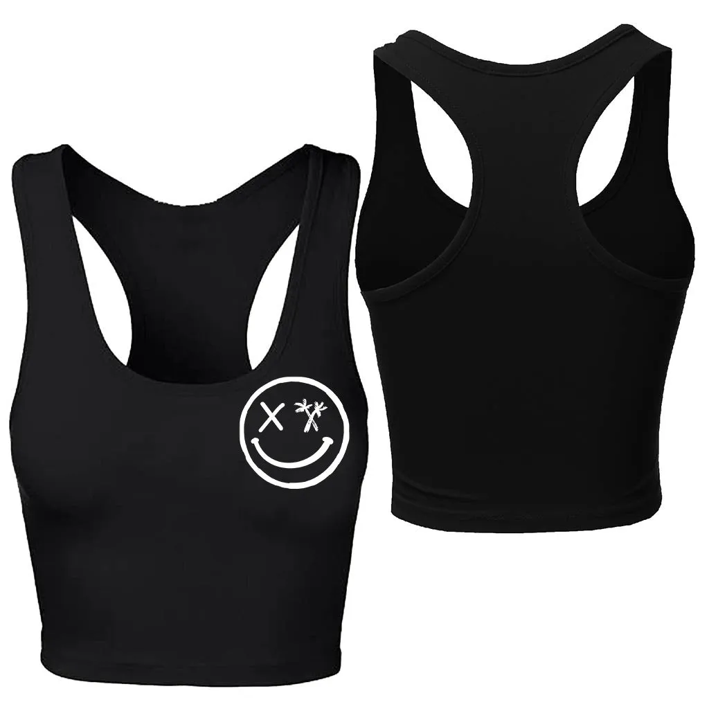 Ladies "Spliced Smile" Racerback Crop Tank | Basic