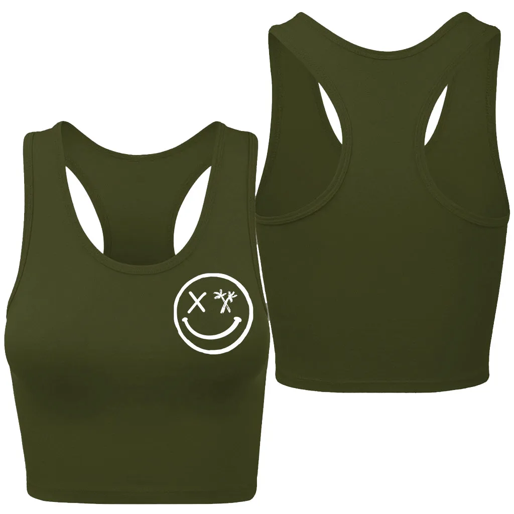 Ladies "Spliced Smile" Racerback Crop Tank | Basic