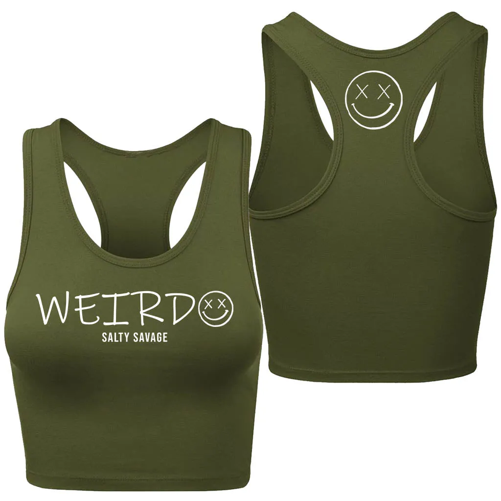 Ladies “WEIRDO” Racerback Crop Tank