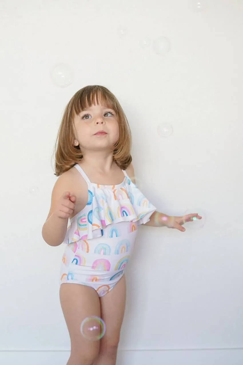 Makayla Swim in Watercolor Rainbow