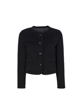 Melton Double Face Jacket in Black/Steel