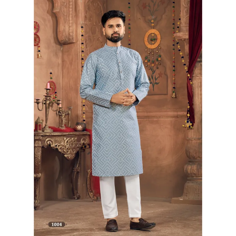 Men Traditional Silk Kurta Pajama Set