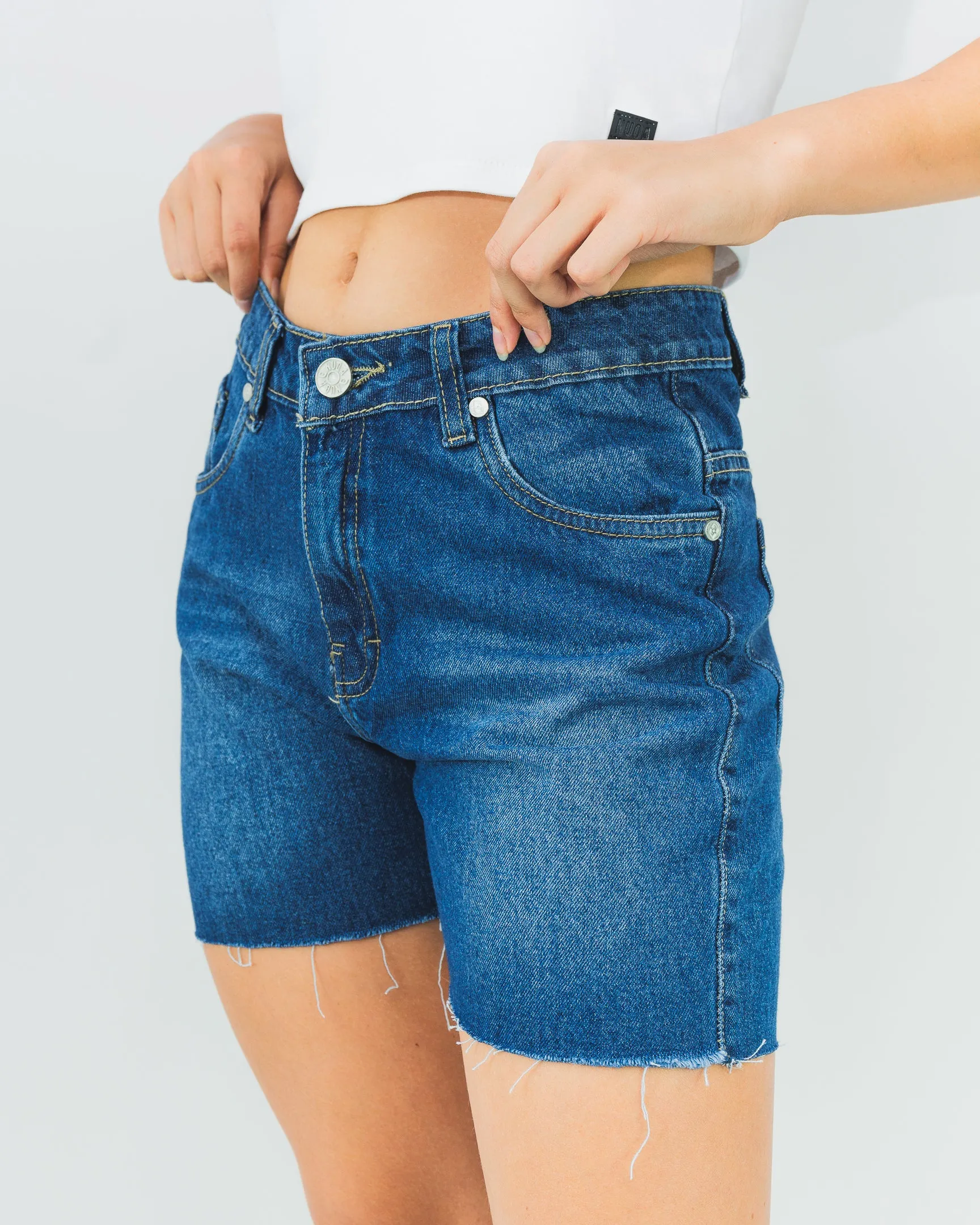 Mom Denim Short - Azul