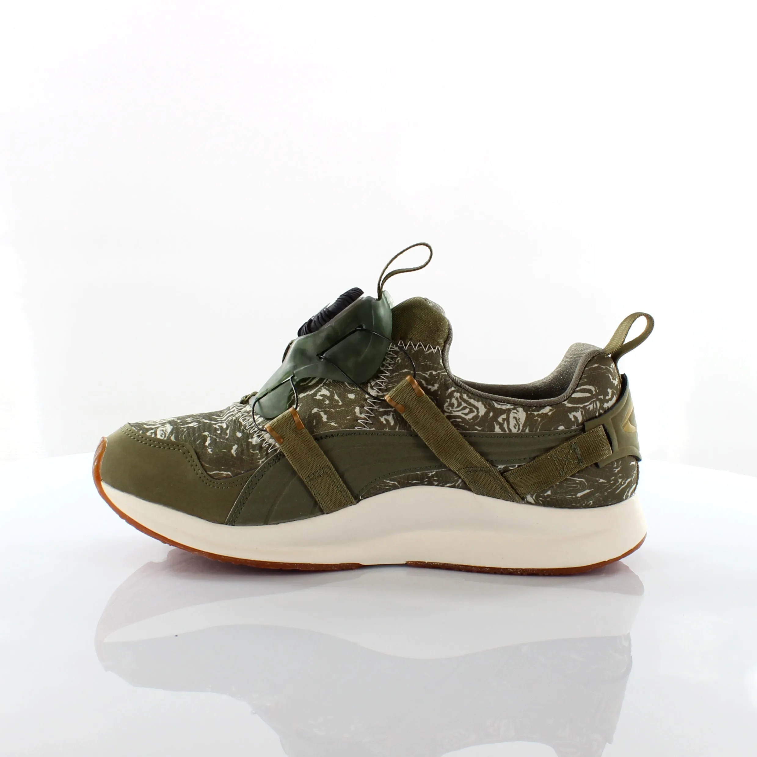 Puma Disc NC Swirl Textile Olive Floral Slip On Womens Trainers 357289 01