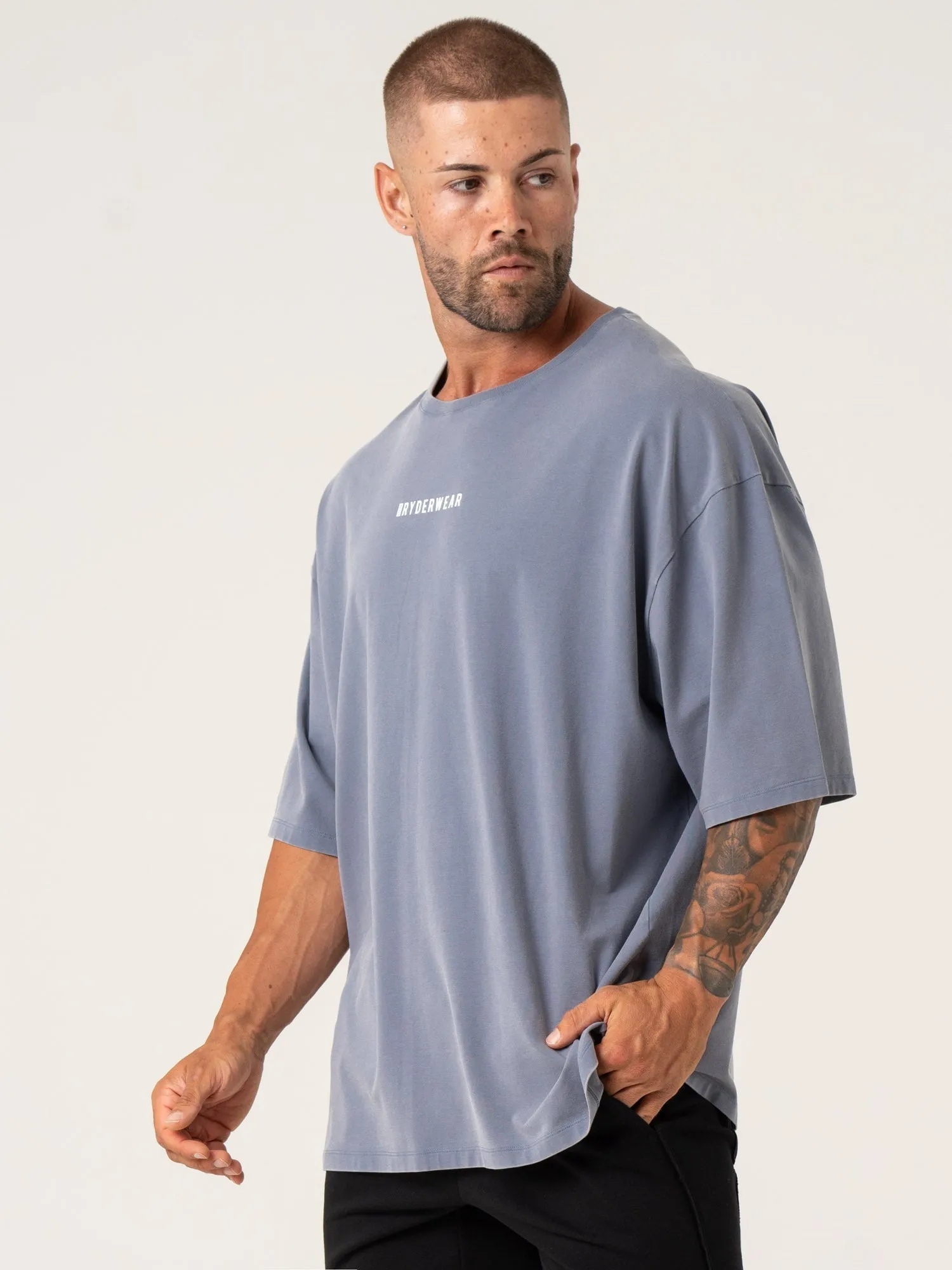 Pursuit Oversized T-Shirt - Denim Blue Stonewash